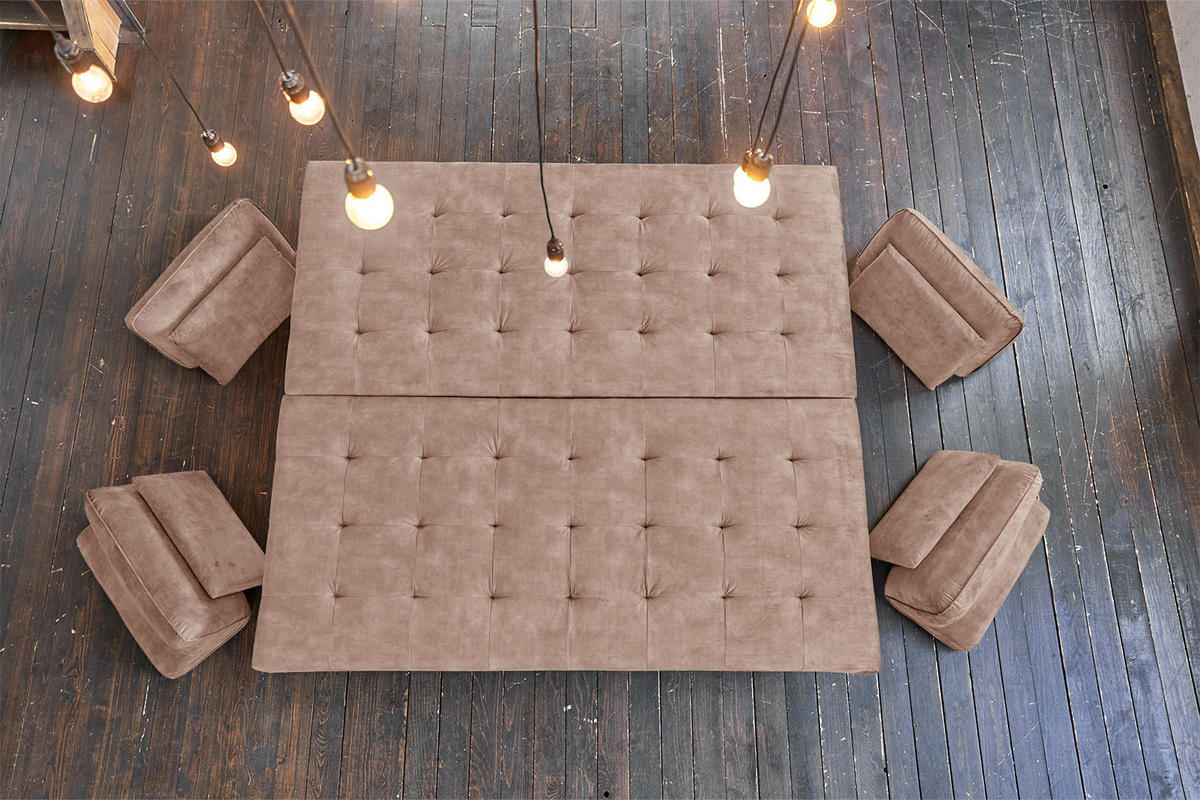 ECKSOFA WIOLO Taupe Velvet - Taupe/Silberfarben, Textil/Metall (350/240cm) - KAWOLA