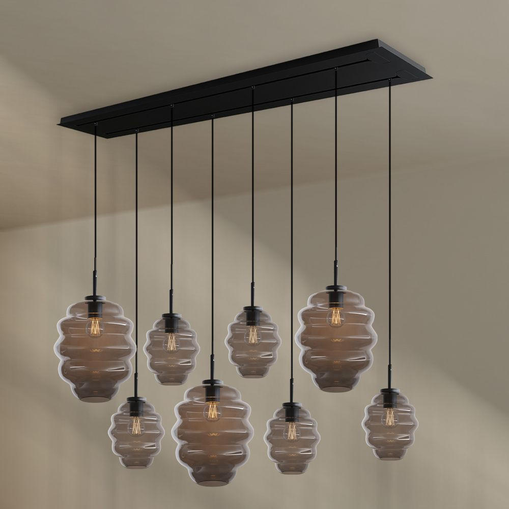HÄNGELEUCHTE Echos 8-flammig Rauch Ø 18/25cm - Anthrazit/Schwarz, Glas (18/18/20cm) - s.luce