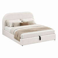 BETT mit Stauraum 160x200 cm Bouclé Beige - Beige, Metall (160/200cm) - Meubliv