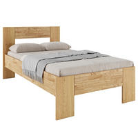 MASSIVHOLZBETT - Wildeiche massiv - Eichefarben, Holz (100/200cm) - home24