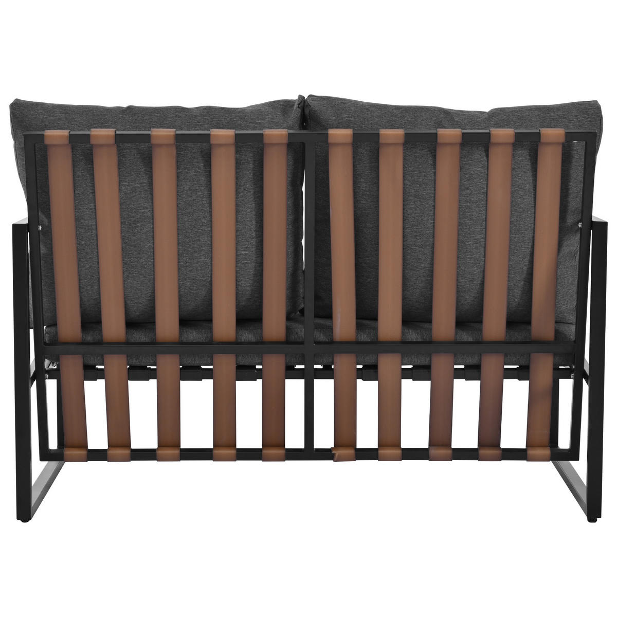 GARTENMÖBELSET aus Kunststoff 114x57x80cm schwarz mit Couchtisch und Kissen - Schwarz, Kunststoff - Modfu