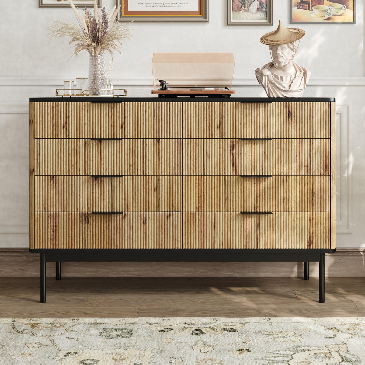 SIDEBOARD 120x39,5x80 Wohnzimmer Esszimmer Eingang Stauraum - Schwarz, Holzwerkstoff (39.5/80/120cm) - FLIEKS