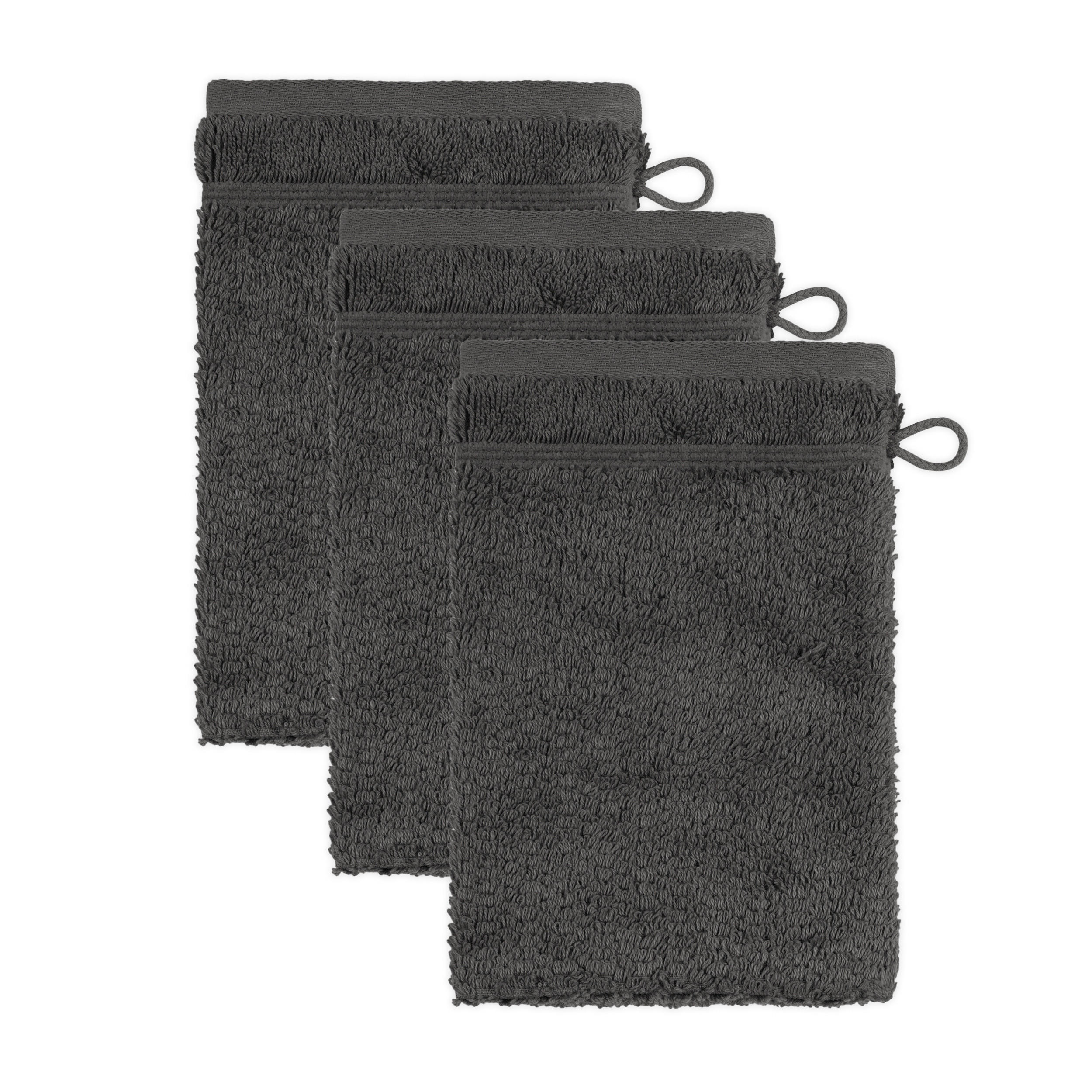 WASCHHANDSCHUH PEARL 3ER PACK - Graphitfarben, Textil (15/20cm) - Möve for Frottana