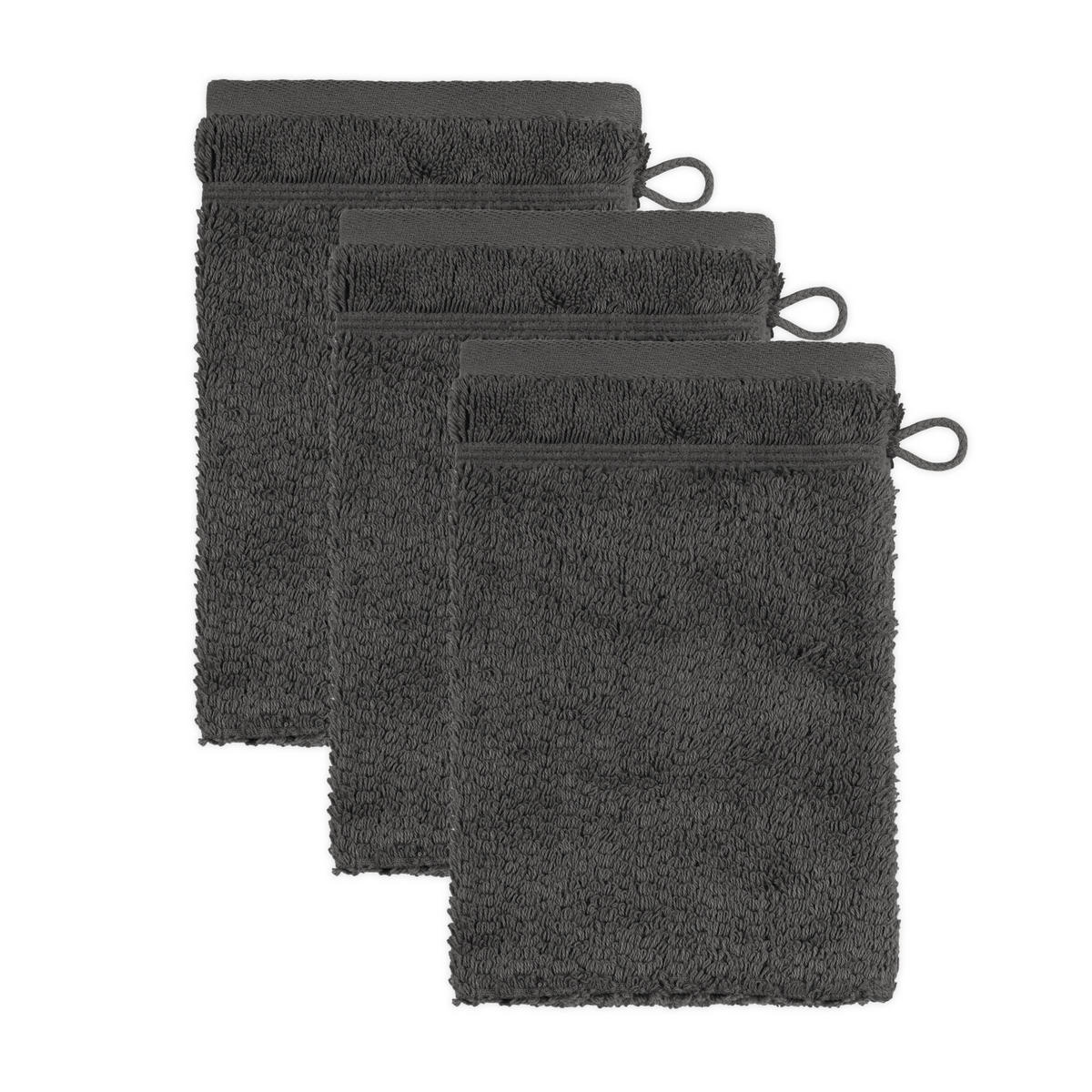 WASCHHANDSCHUH PEARL 3ER PACK - Graphitfarben, Textil (15/20cm) - Möve for Frottana