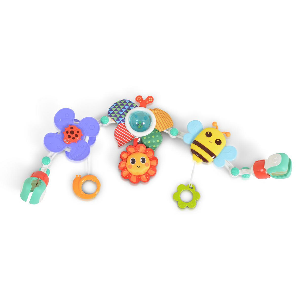 SPIELBOGEN Kinderbett und Kinderwagen bunt Rassel, Beißring, Motorik, Kühlbeißring, Spielmatte, ab Geburt - Multicolor, Kunststoff (48/36/5cm) - Moni