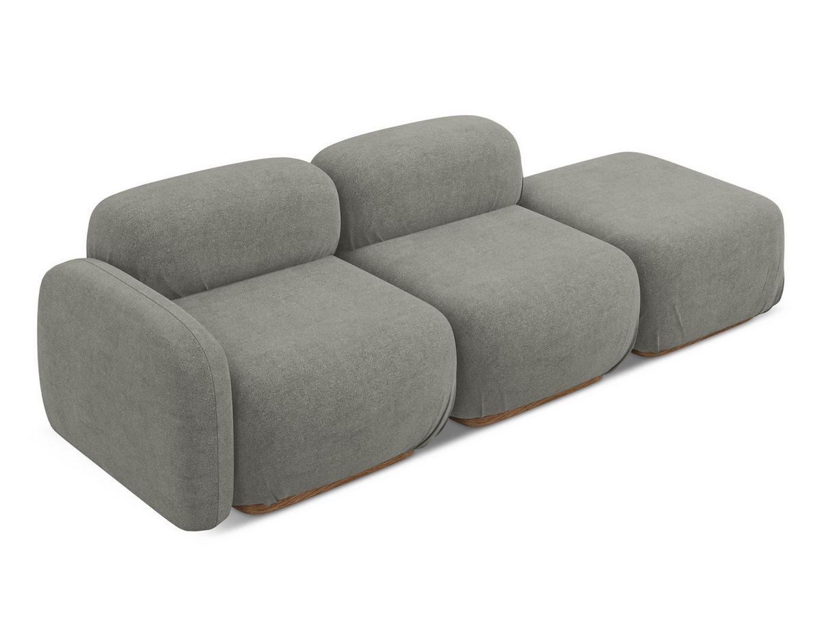 3-SITZER SOFA Rechts Bouclé Stoff Beige - Greige/Beige, Holz/Textil (258/73/95cm) - Makamii