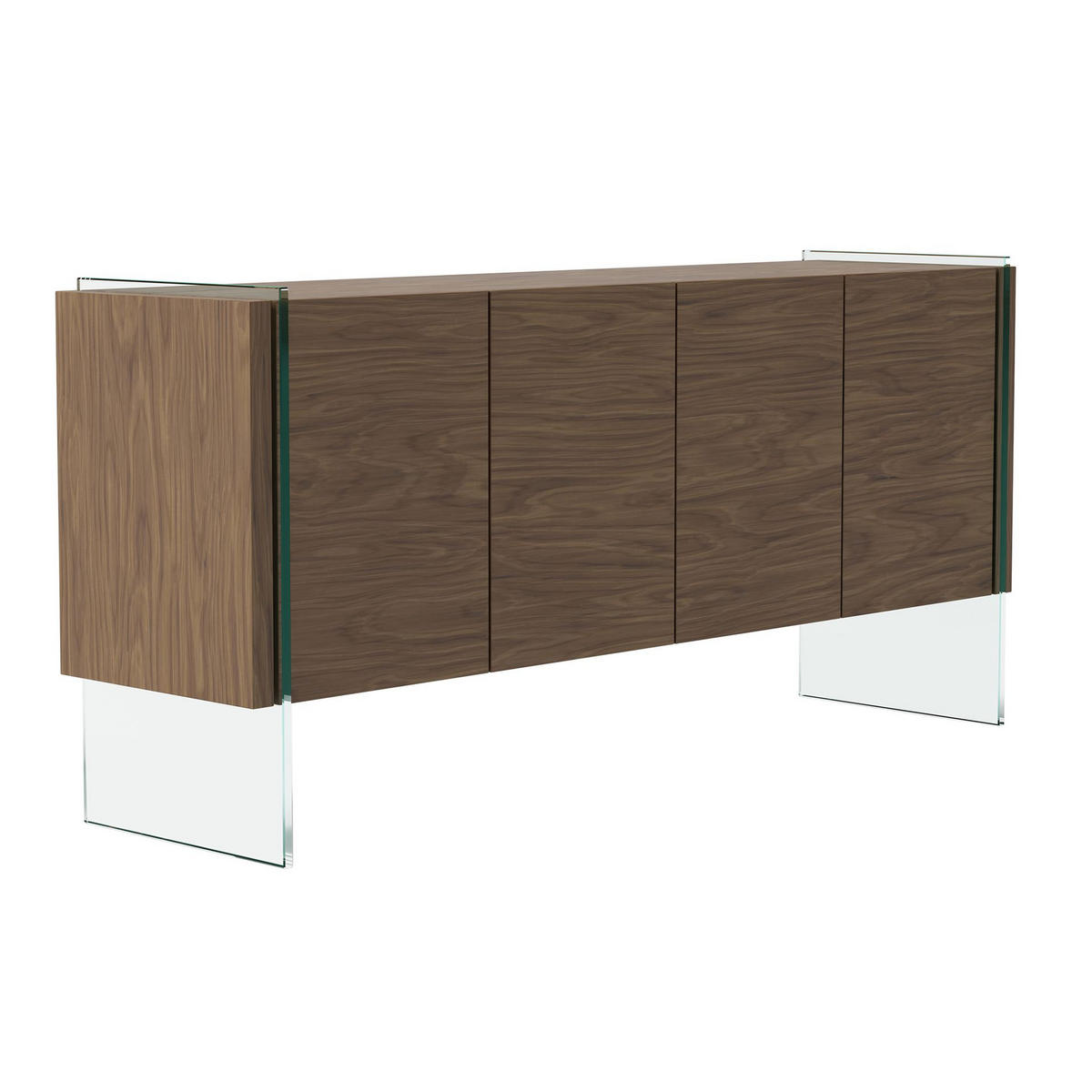 SIDEBOARD Sideboard aus Nussbaum und gehärtetem Glas 170/43/77 cm - Transparent/Walnussfarben, Glas/Holz (170/77/43cm) - ANGEL CERDA