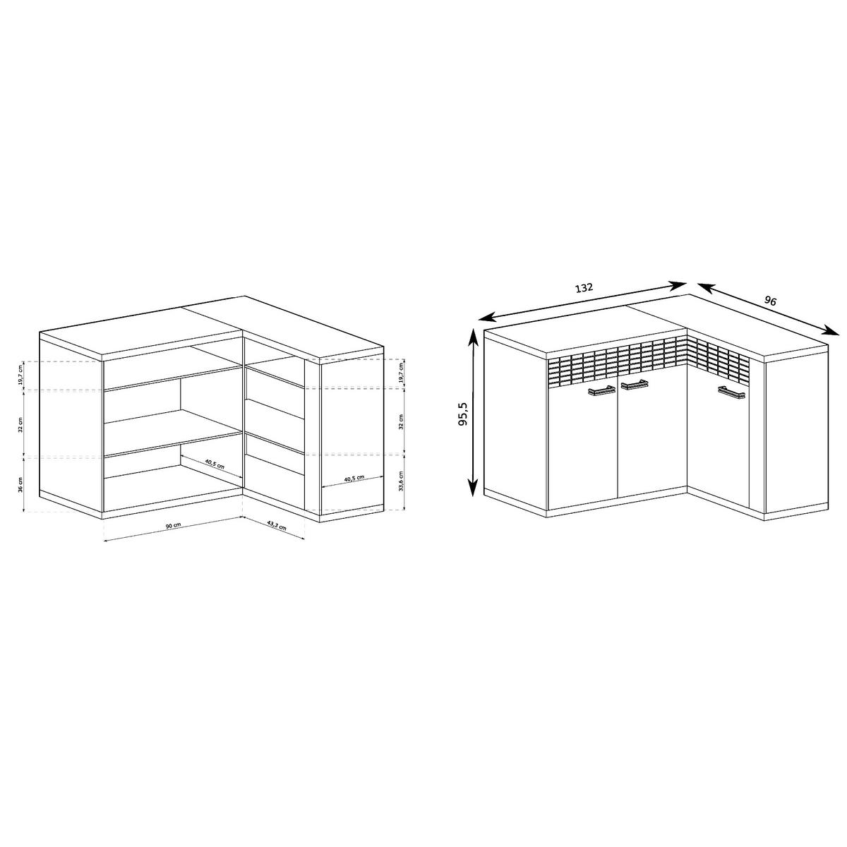 SIDEBOARD BALESTRAND N15 Dekorative Front Eiche - Eichefarben/Silberfarben, Glas/Holzwerkstoff (132/99/41cm) - Komodee