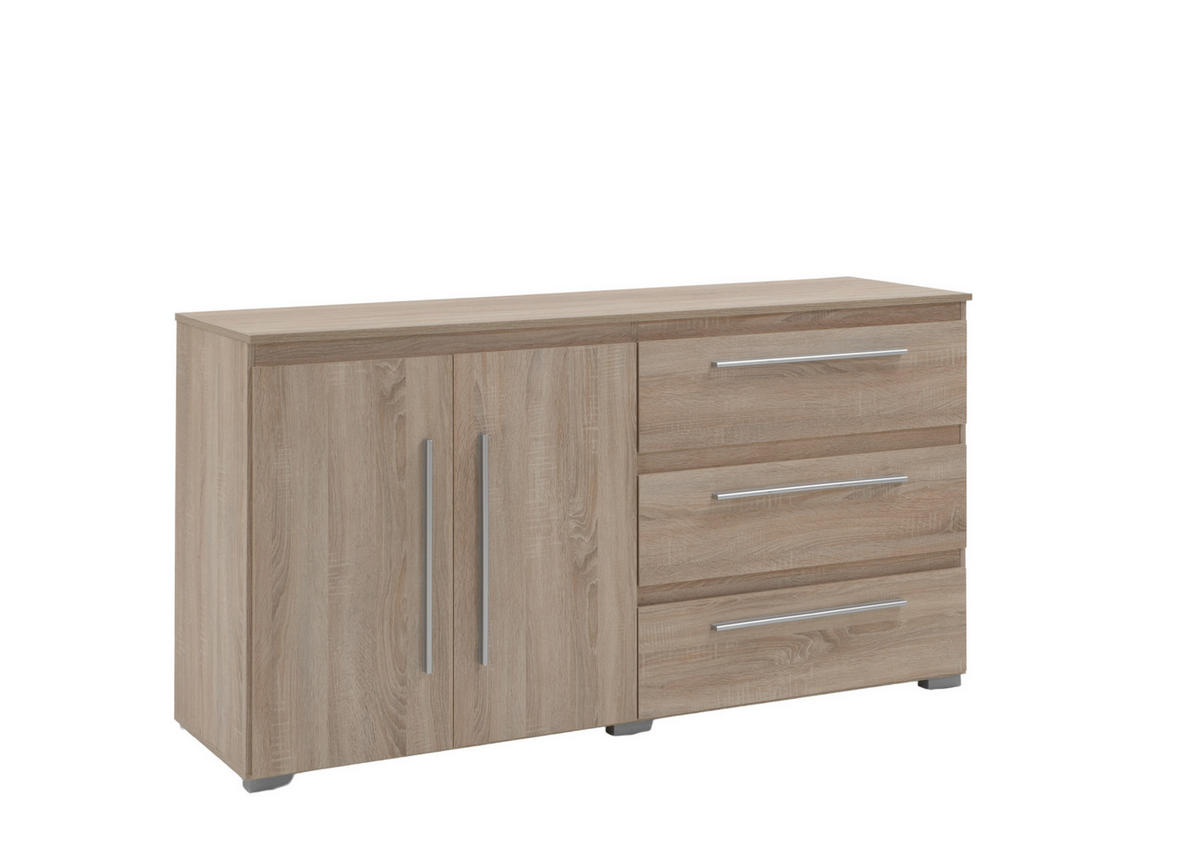 SIDEBOARD Kommode 127/92/50 cm Eiche Sonoma - Eichefarben/Silberfarben, Holzwerkstoff/Kunststoff (169/92/50cm) - arthur berndt