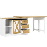 BARTISCH DE-38584 ausziehbar 120-197 cm 360° drehbar Eiche/Weiß - Weiß, Holzwerkstoff (40/120/72cm) - ComfortXL