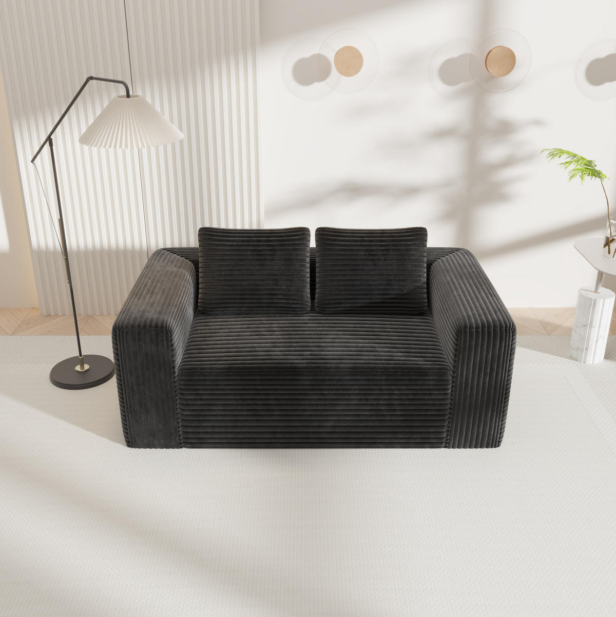 SOFA 2-Sitzer ohne Montage Cord Schwarz - Schwarz, Kunststoff (160/58/88cm) - Meubliv