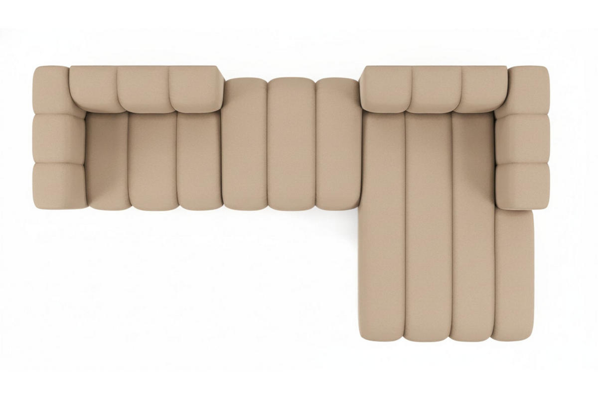 ECKSOFA L-Form Grand L 319 cm, Veloursstoff Salvador, Beige, Rechts - Beige, Holz (319/179cm) - Kaiser Möbel