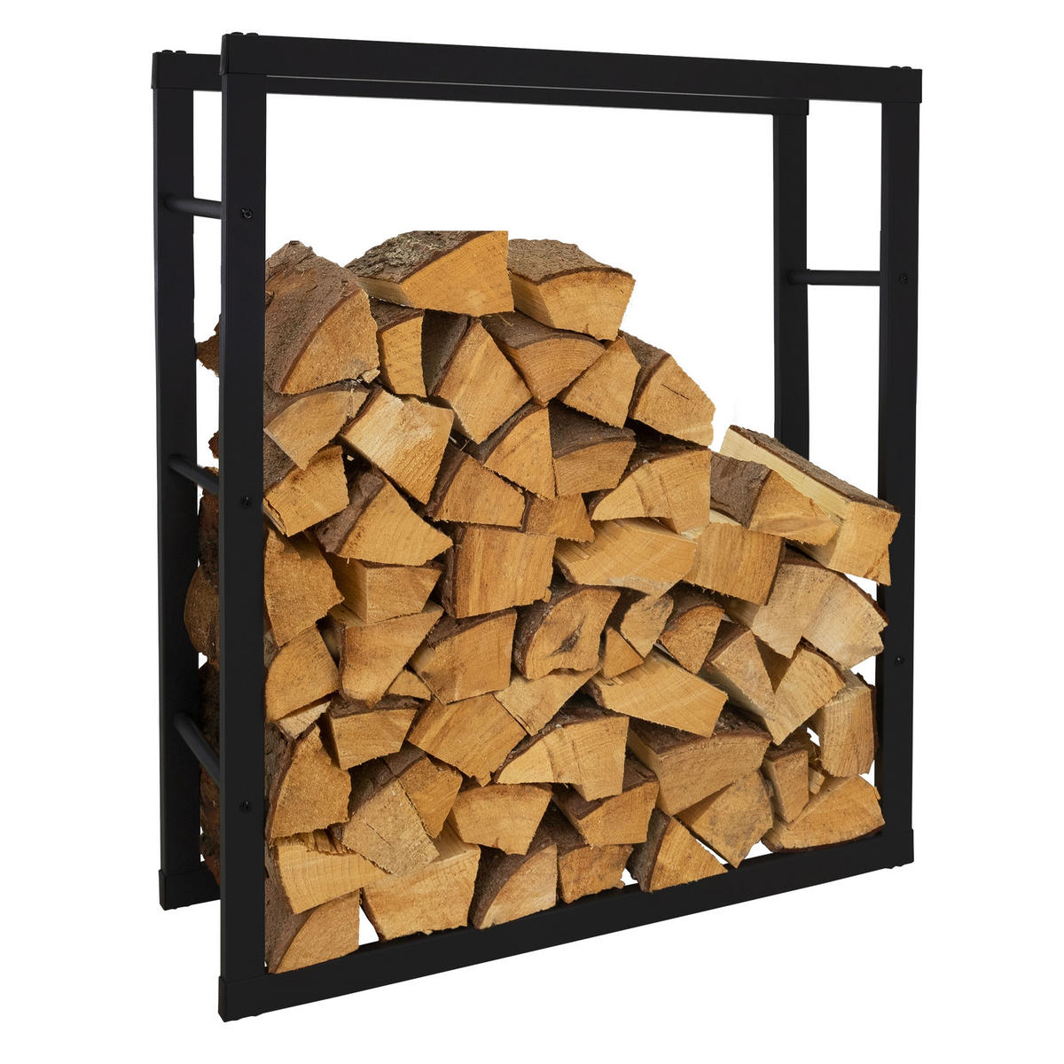 KAMINHOLZREGAL - Schwarz, Metall (25/100/80cm) - ML-DESIGN
