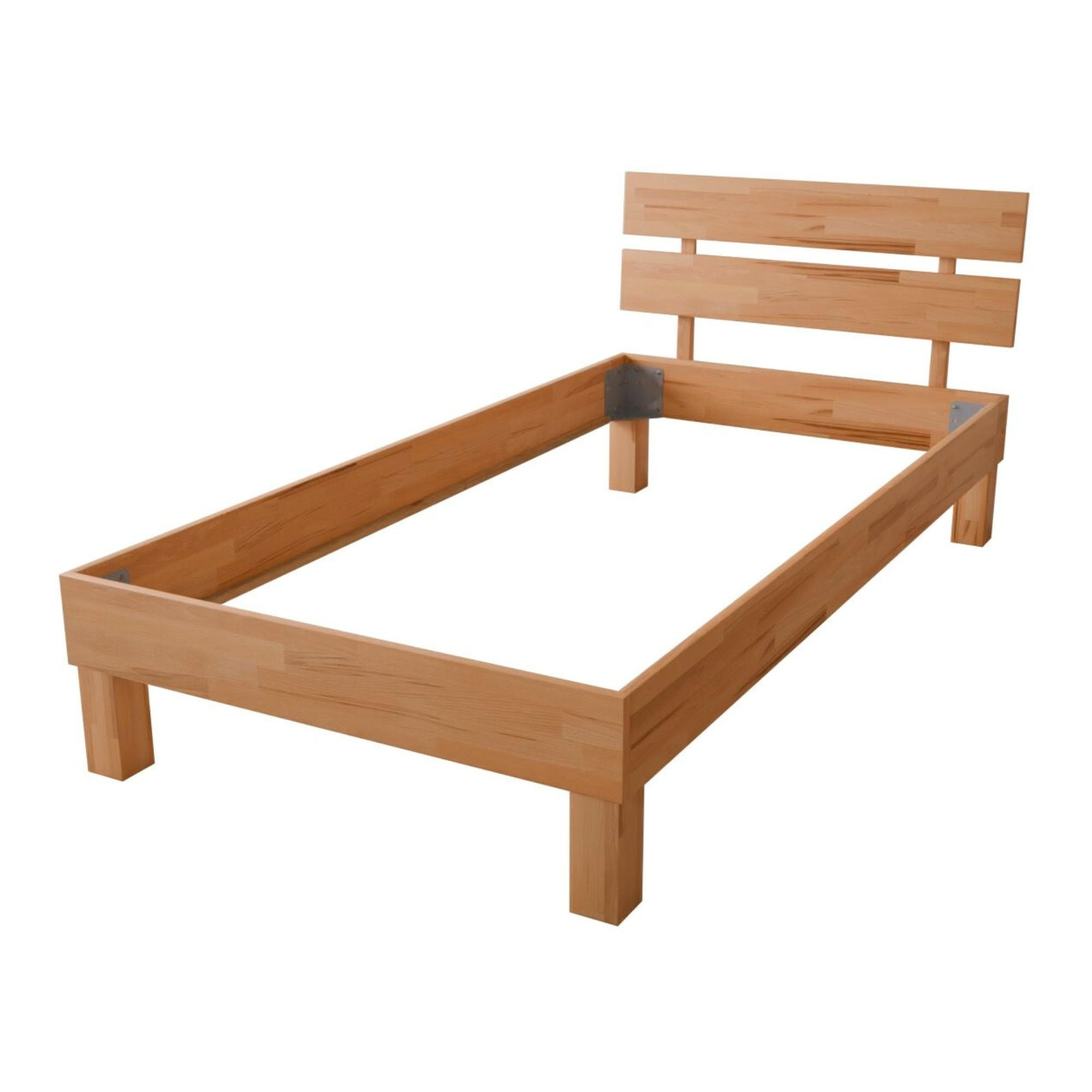 BETT 90/200 cm aus Kernbuche - Braun, Holz (90/200cm) - MeinMassivholz