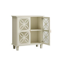 SIDEBOARD 80/38/87 cm creme aus MDF und Holzwerkstoff mit Hartglastüren - Creme, Holzwerkstoff (80/87/38cm) - OKWISH