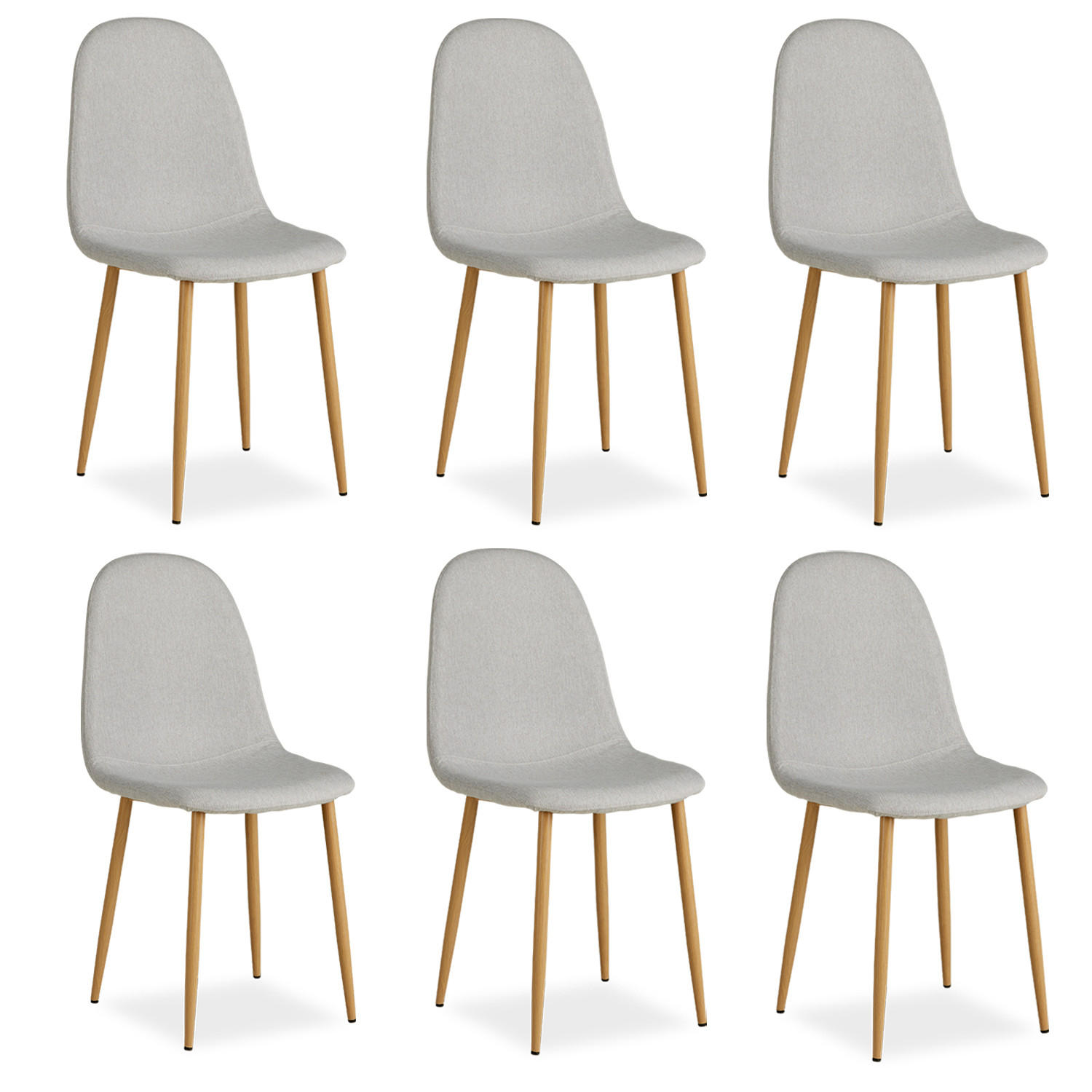 STUHL-SET 6 Stück in Stahl Leinen Grau - Grau, Textil (44/88/45cm) - Homestyle4u