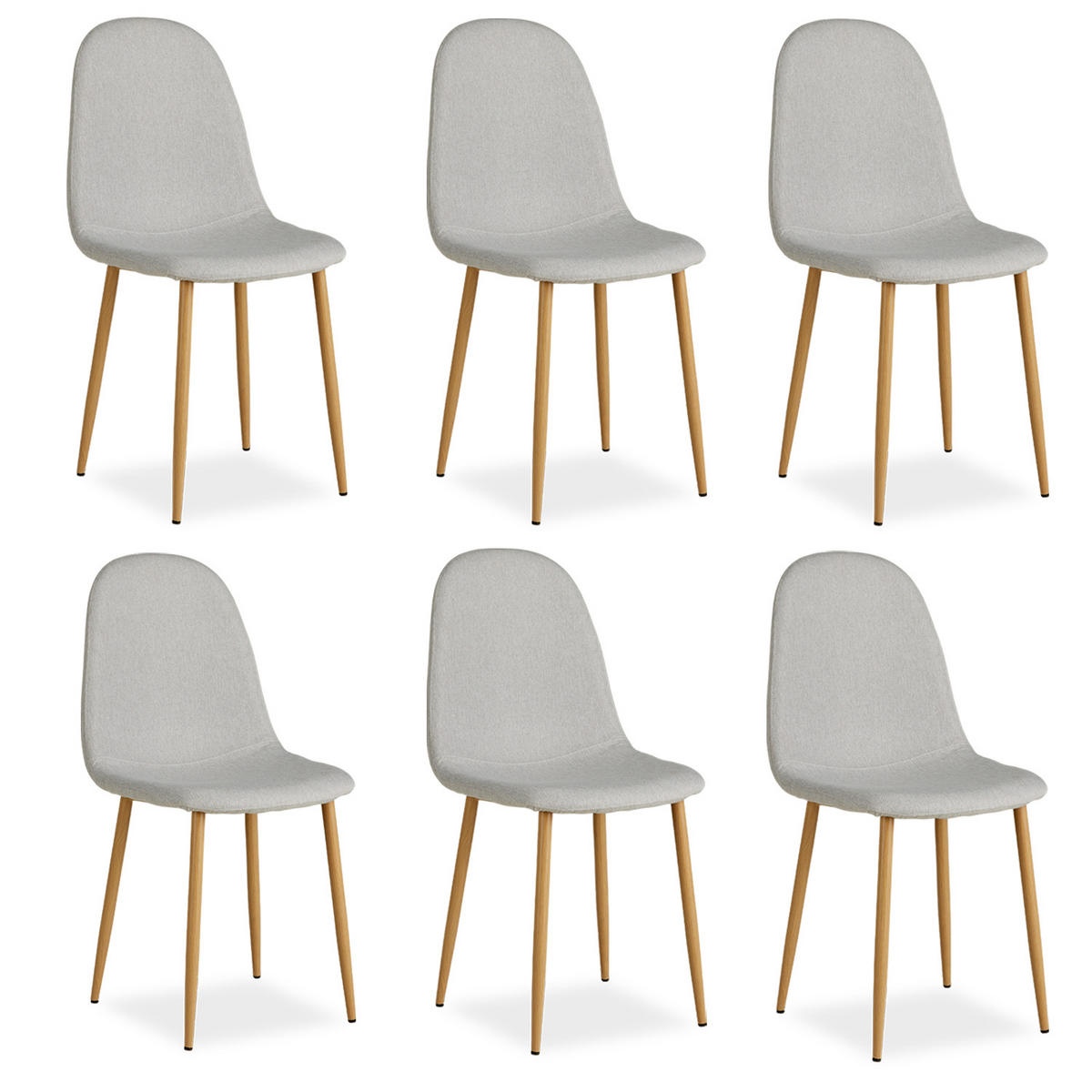 STUHL-SET 6 Stück in Stahl Leinen Grau - Grau, Textil (44/88/45cm) - Homestyle4u
