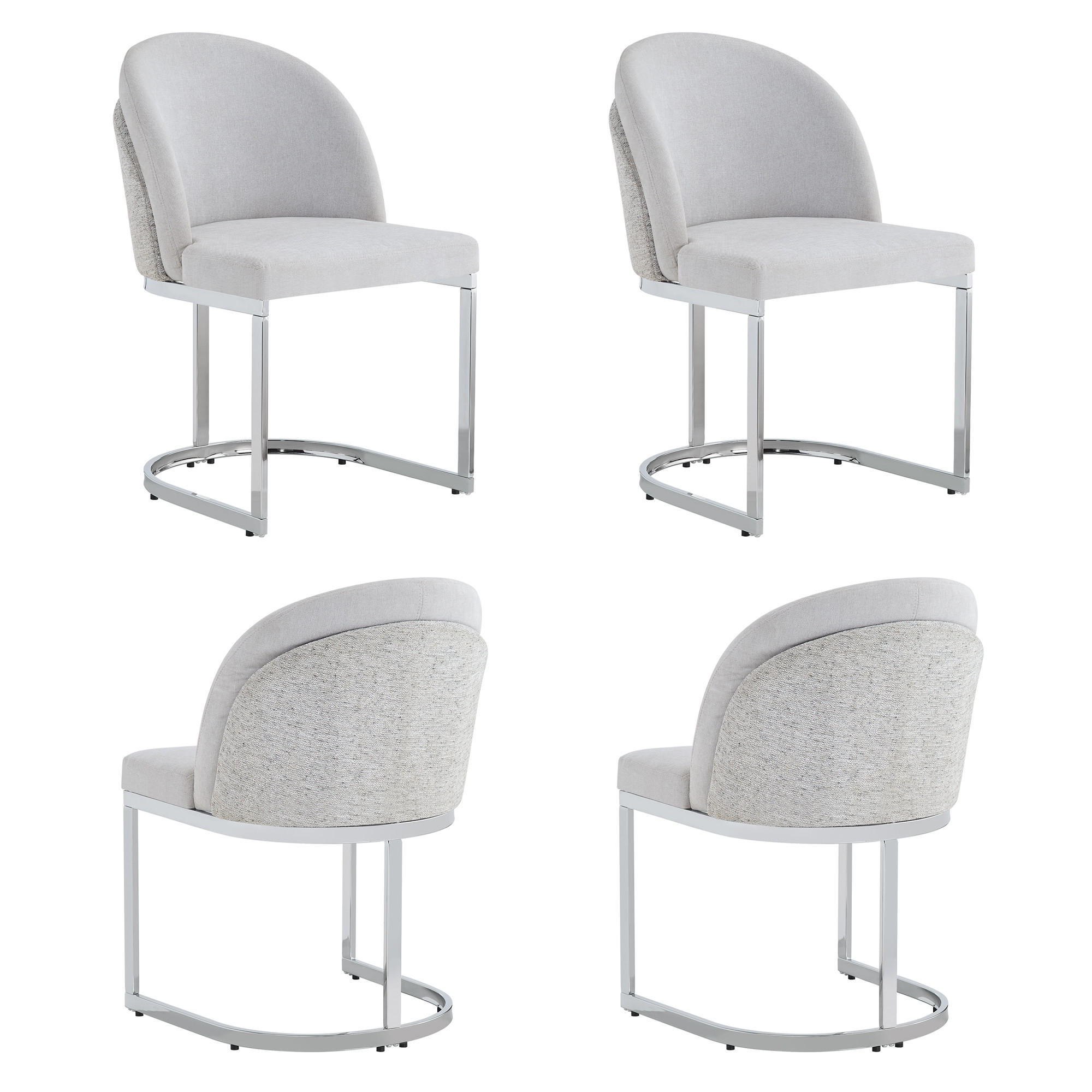 STUHL-SET DE-35879 4 Stück mit Silberbeinen Hellgrau - Grau, Metall (52/85/59cm) - ComfortXL