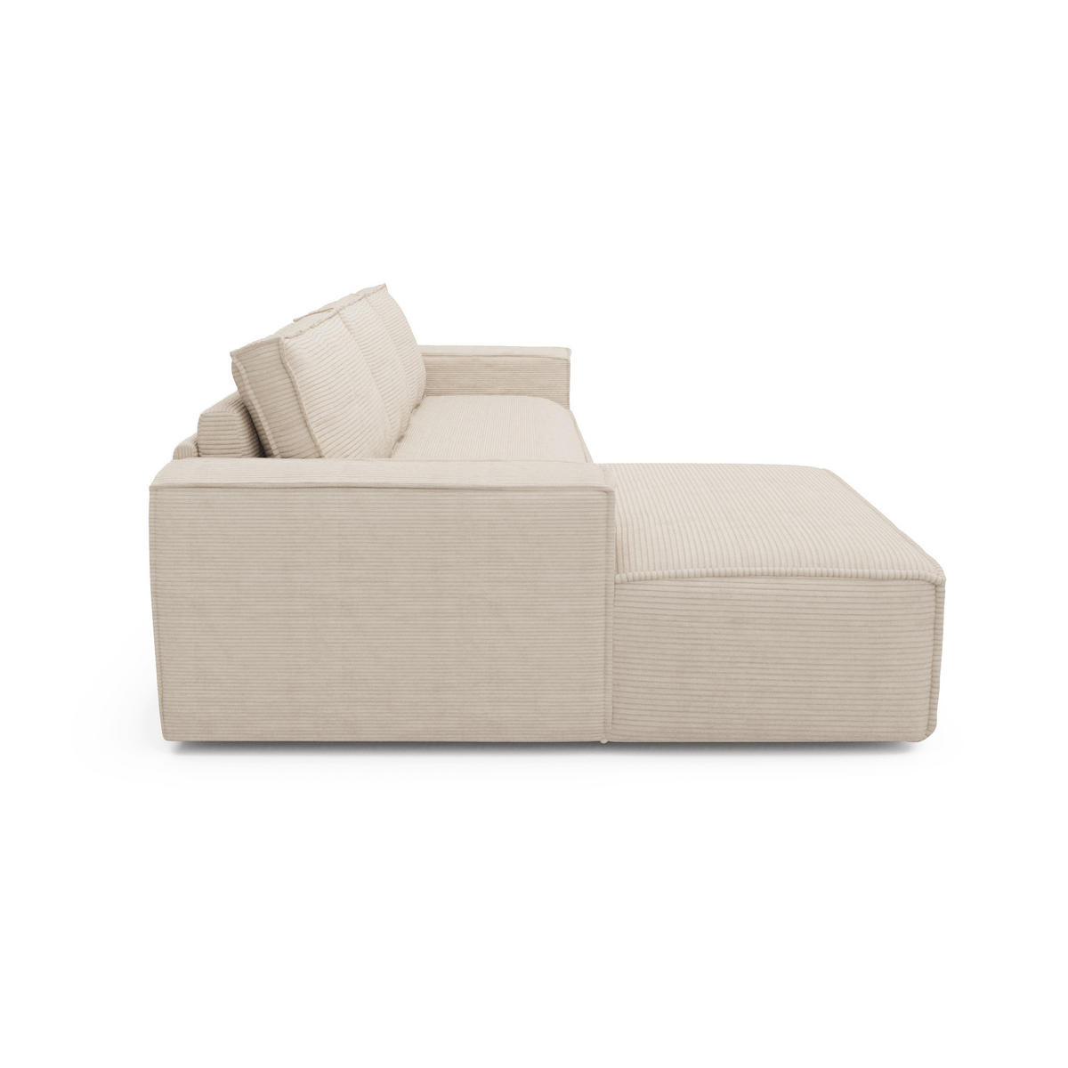 ECKSOFA LINKS Gerippter Samt Creme 302cm - Creme, Textil (165/302cm) - Sia Home