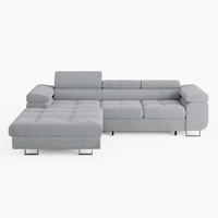 ECKSOFA VEMO CORE Links Hellgrau Velours-Stoff mit Schlaffunktion und Bettkasten - Hellgrau, Holz/Metall (280/205cm) - Barchello