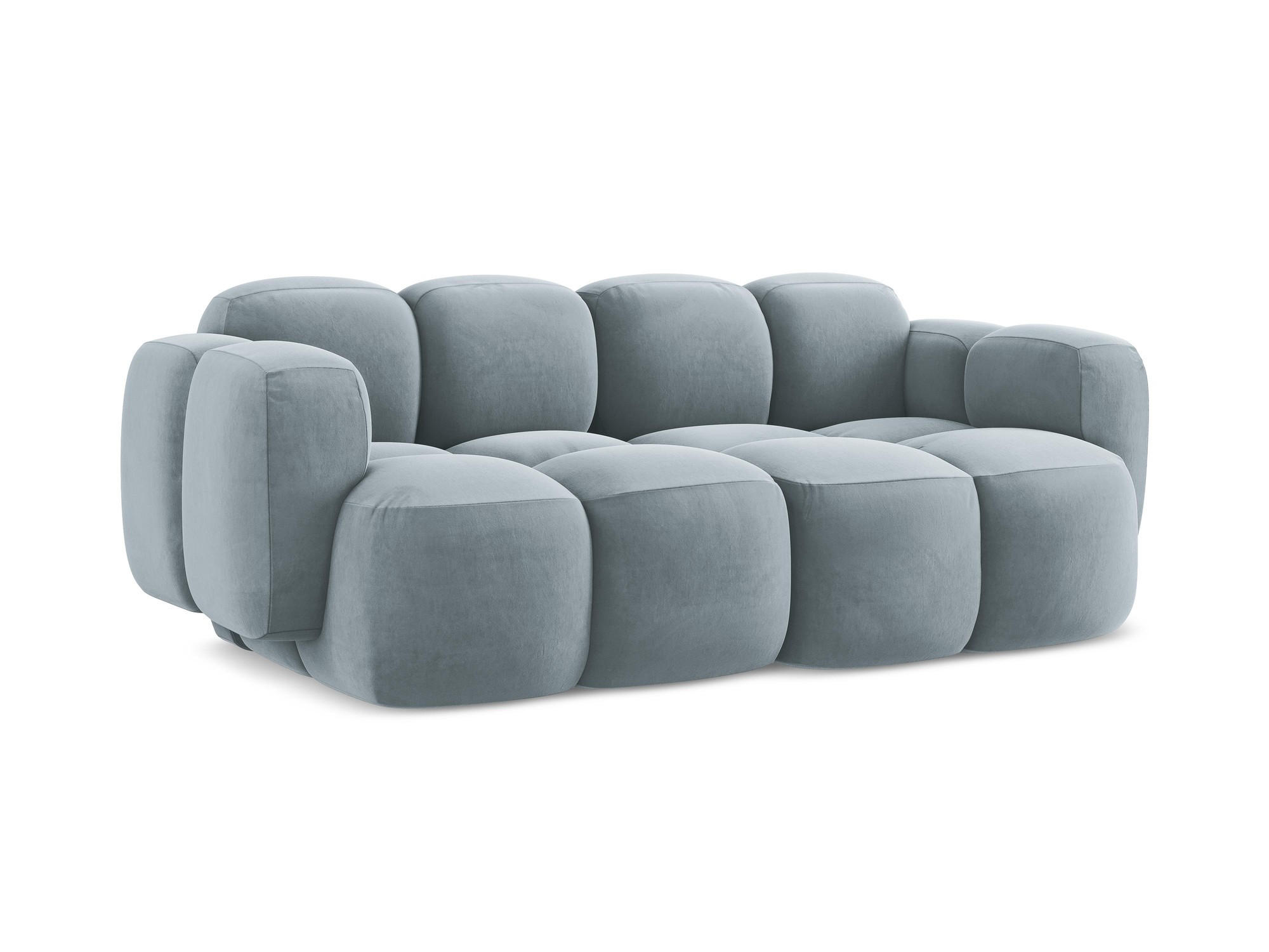 2-SITZER SOFA Samt Stoff Blau - Schwarz/Hellblau, Holzwerkstoff/Kunststoff (210/72/115cm) - Makamii