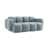 2-SITZER SOFA Samt Stoff Blau - Schwarz/Hellblau, Holzwerkstoff/Kunststoff (210/72/115cm) - Makamii