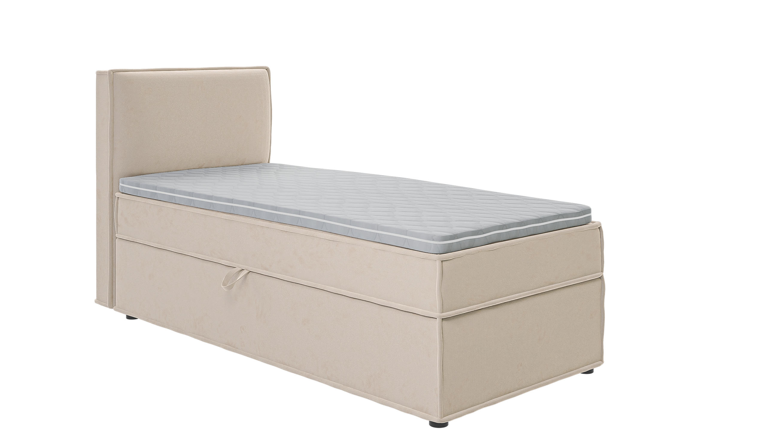 BOXBETT Eclipse 90/200 cm Beige Luxusmicrofaser - Beige/Schwarz, Holz/Kunststoff (90/200cm) - S-Style Möbel