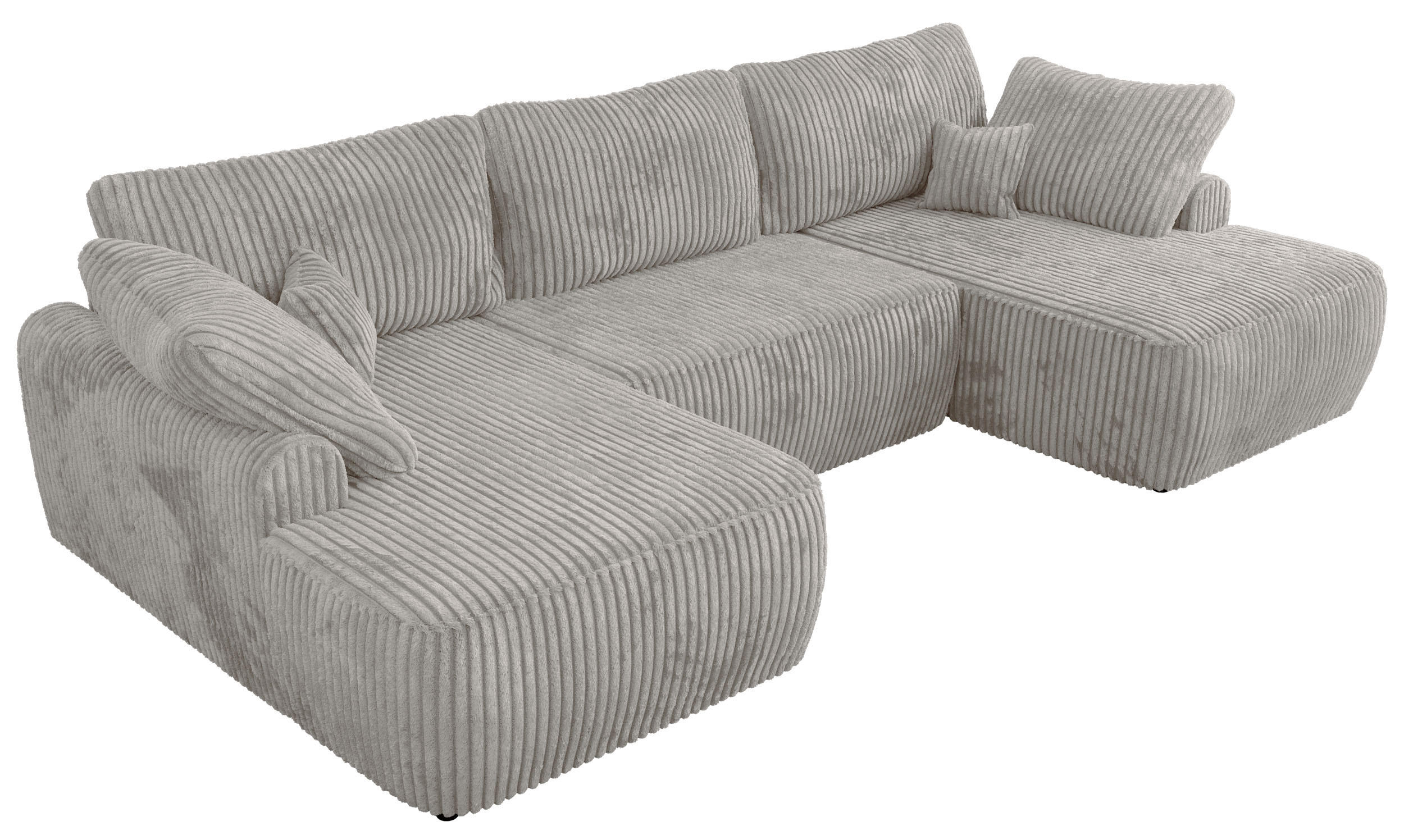 WOHNLANDSCHAFT CUBO U Grau Cord - Schwarz/Grau, Kunststoff/Textil (370/100/187cm) - MKS