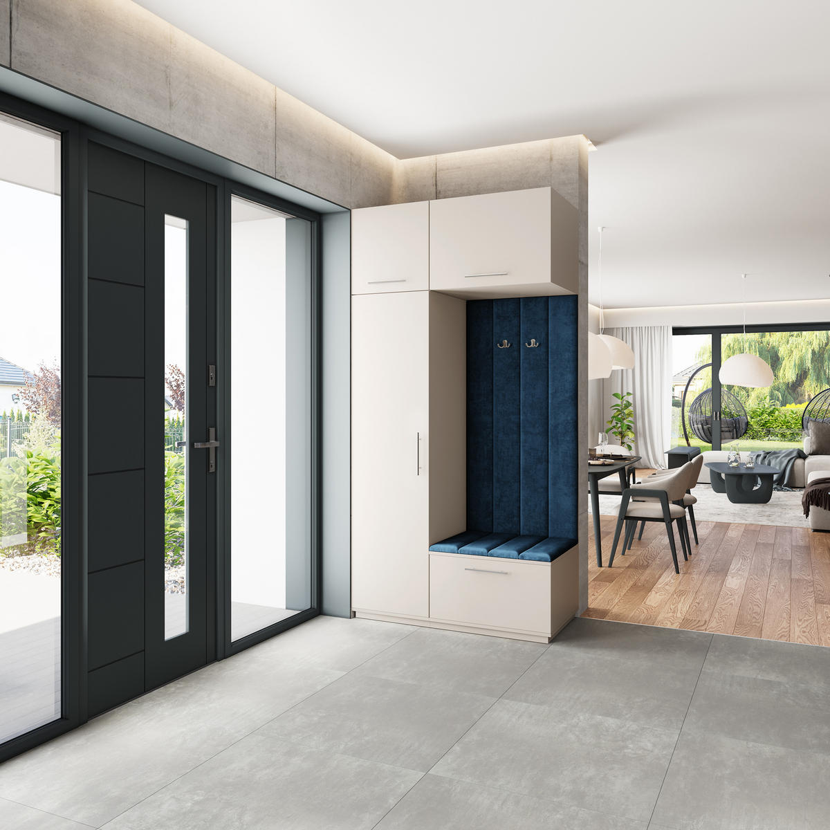 GARDEROBENSCHRANK REMA 120/240/60 cm Modern Garderobe-Set Kaschmir - Kaschmir/Blau, Holzwerkstoff (120/240/60cm) - MASSENO