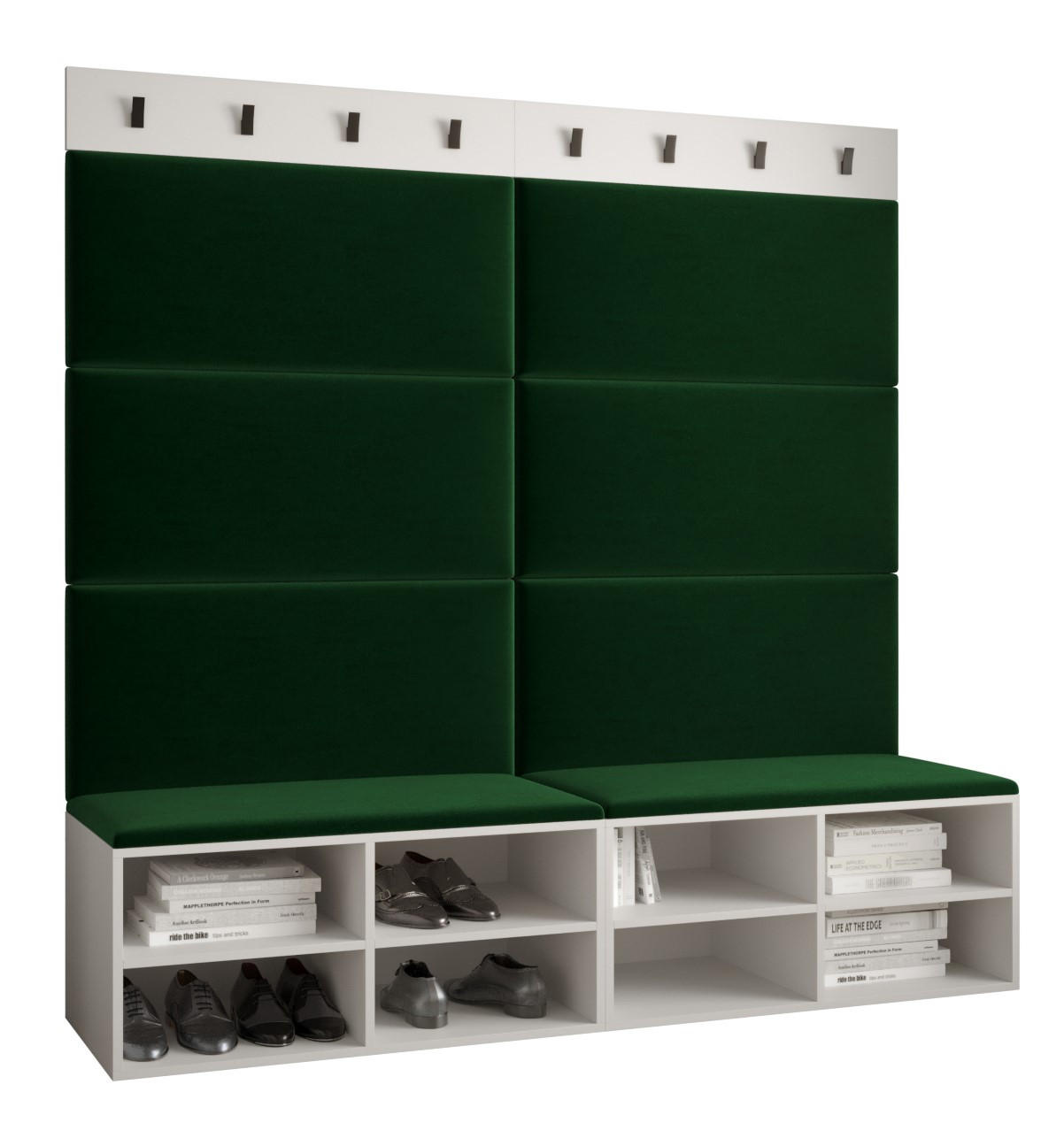 Möbel Kryspol Garderoben-Set Weiß, Waldgrün 168x184x42 cm