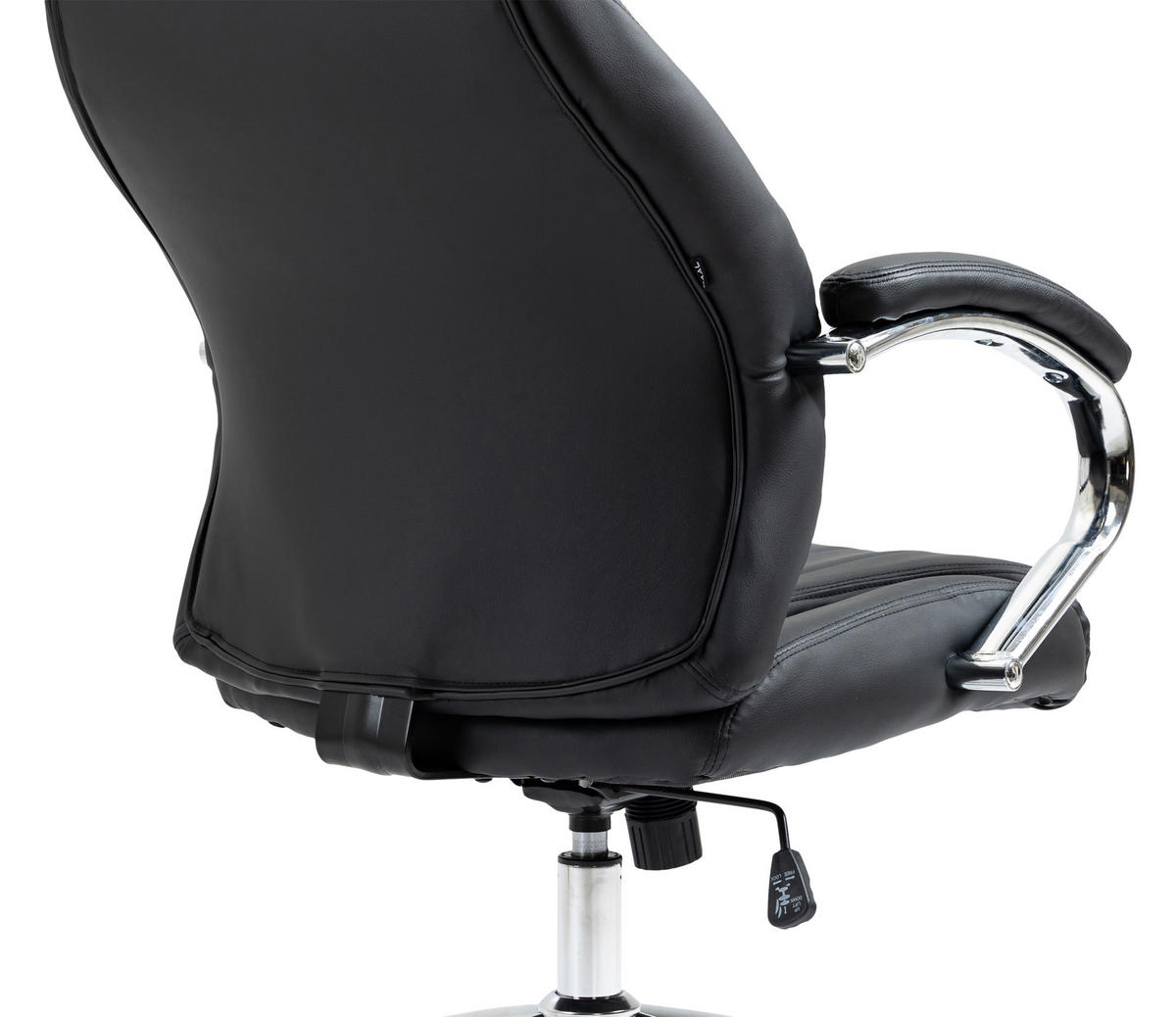 CHEFSESSEL Echtleder schwarz - Chromfarben/Schwarz, Leder/Metall (73/120/76cm) - CLP