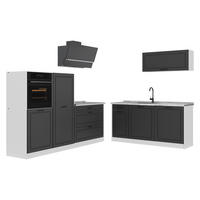 KUCHYNKA R-Line, Antracitový vidiecky dom/biely, 220 cm Marmori työtaso - biela/antracitová, kompozitné drevo (220/143/60cm) - Vicco