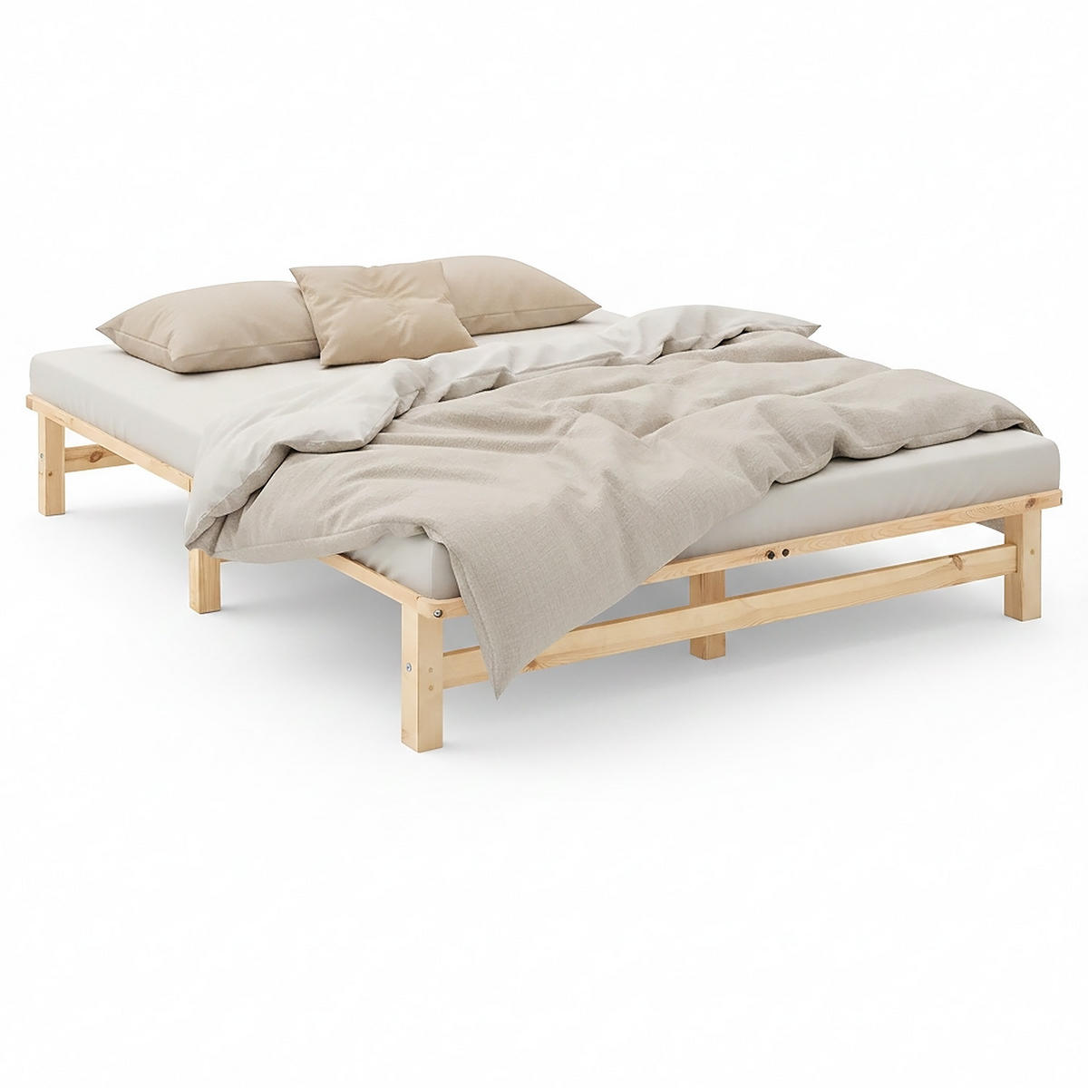HOLZBETT mit Lattenrost 160/200 cm natur - Naturfarben, Holz (160/200cm) - Homestyle4u