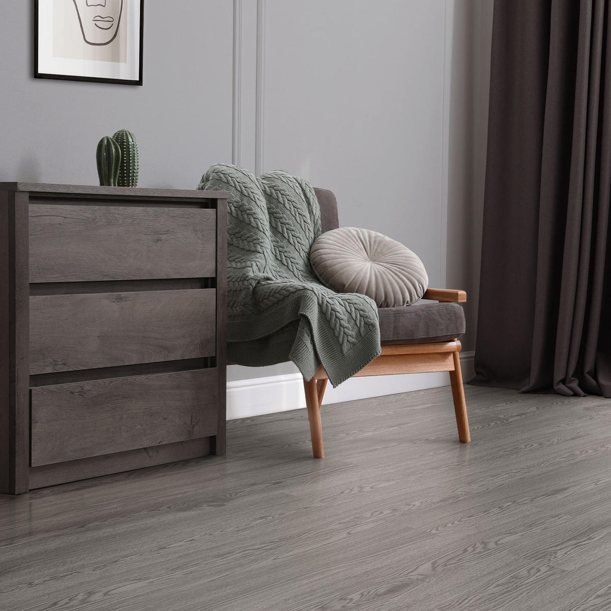 VINYLBODEN selbstklebend 8,92m²/64 Dielen Eiche Grau - Grau, Kunststoff (91.5/15.3/0.2cm) - ML-DESIGN