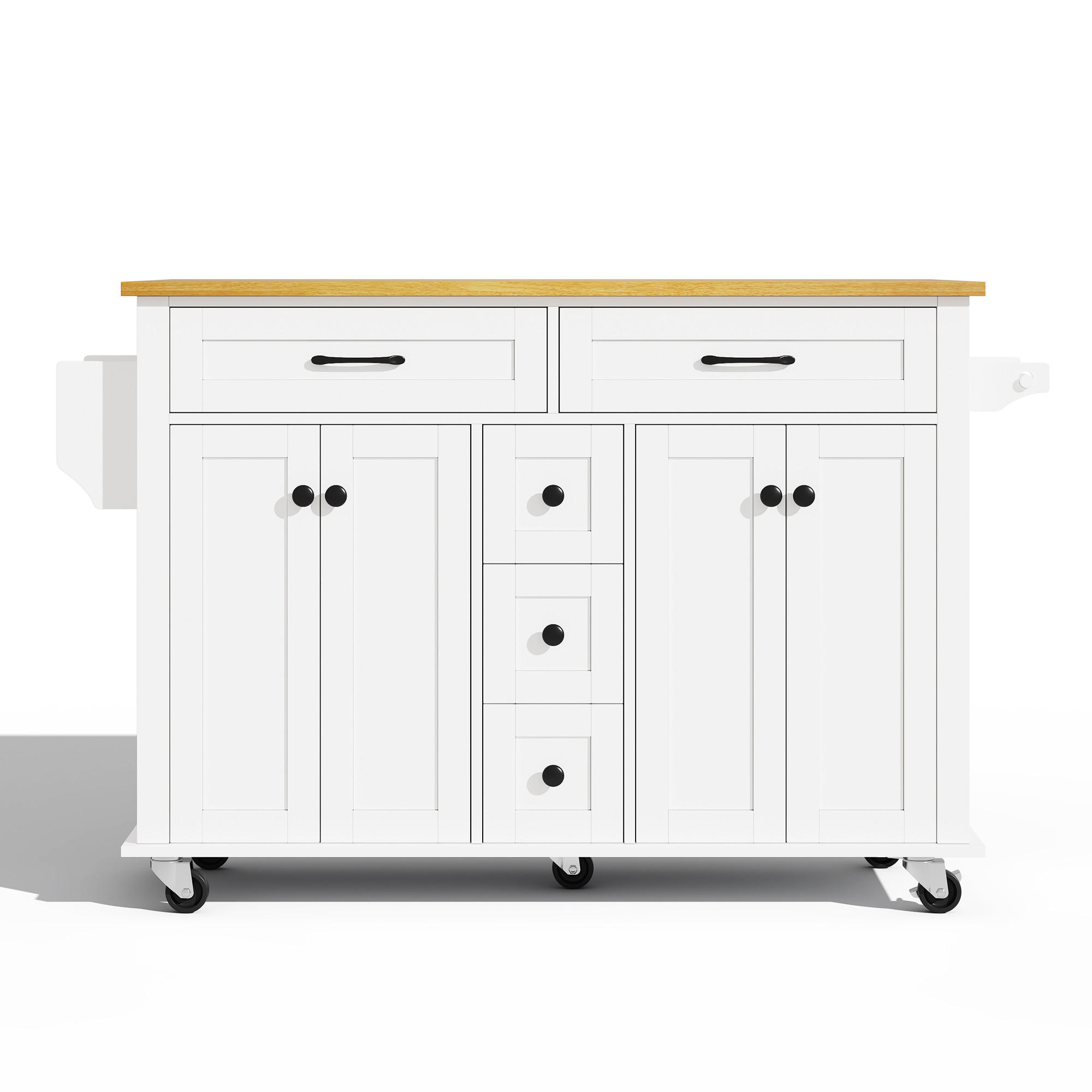KÜCHENINSEL Weiß-Natur 140/65/89 cm - Weiß, Holzwerkstoff (140/89/65cm) - PANGIVO