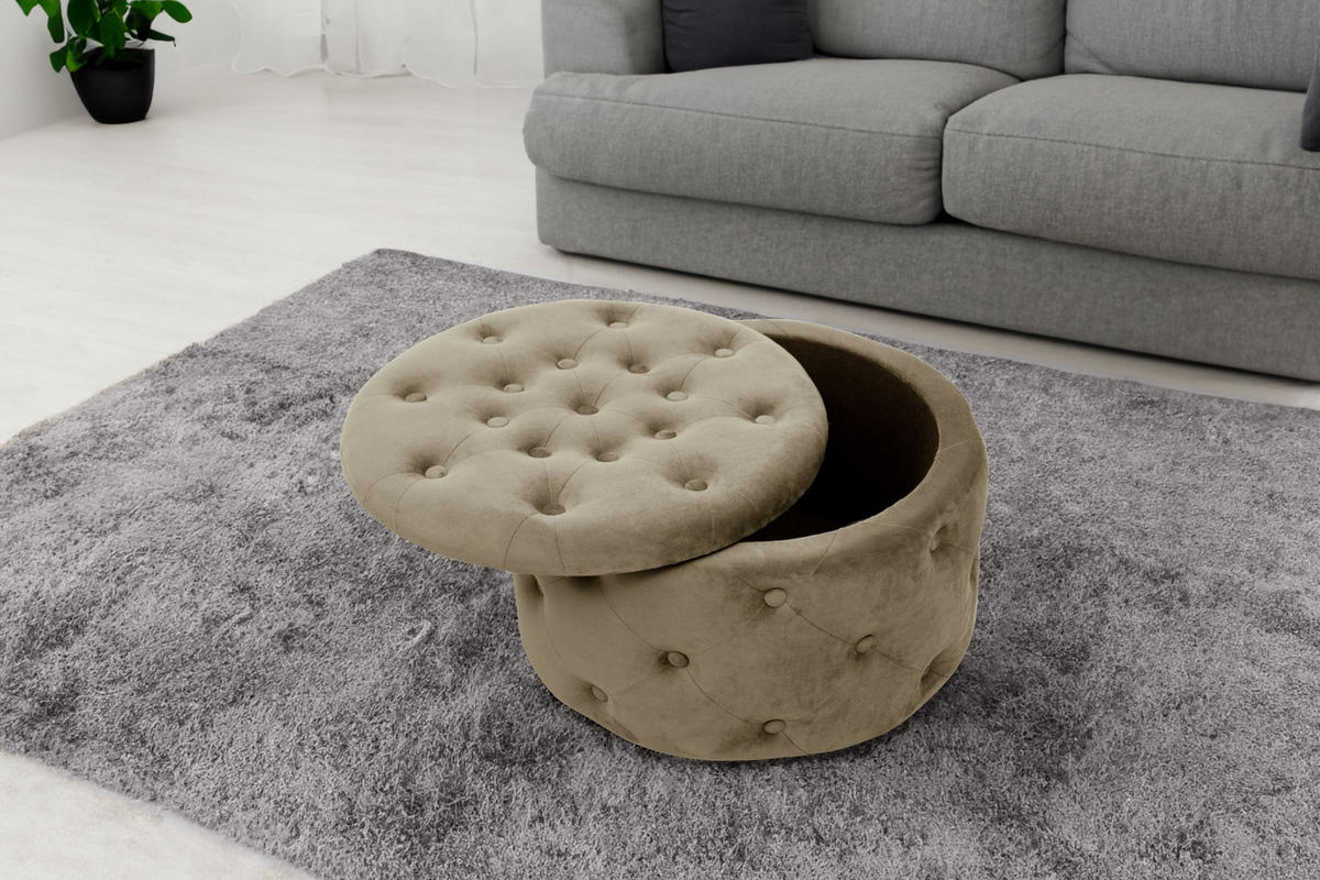 POUF Beige 55x55x30 cm - Beige, Textil/Metall (55/30/55cm) - Akord