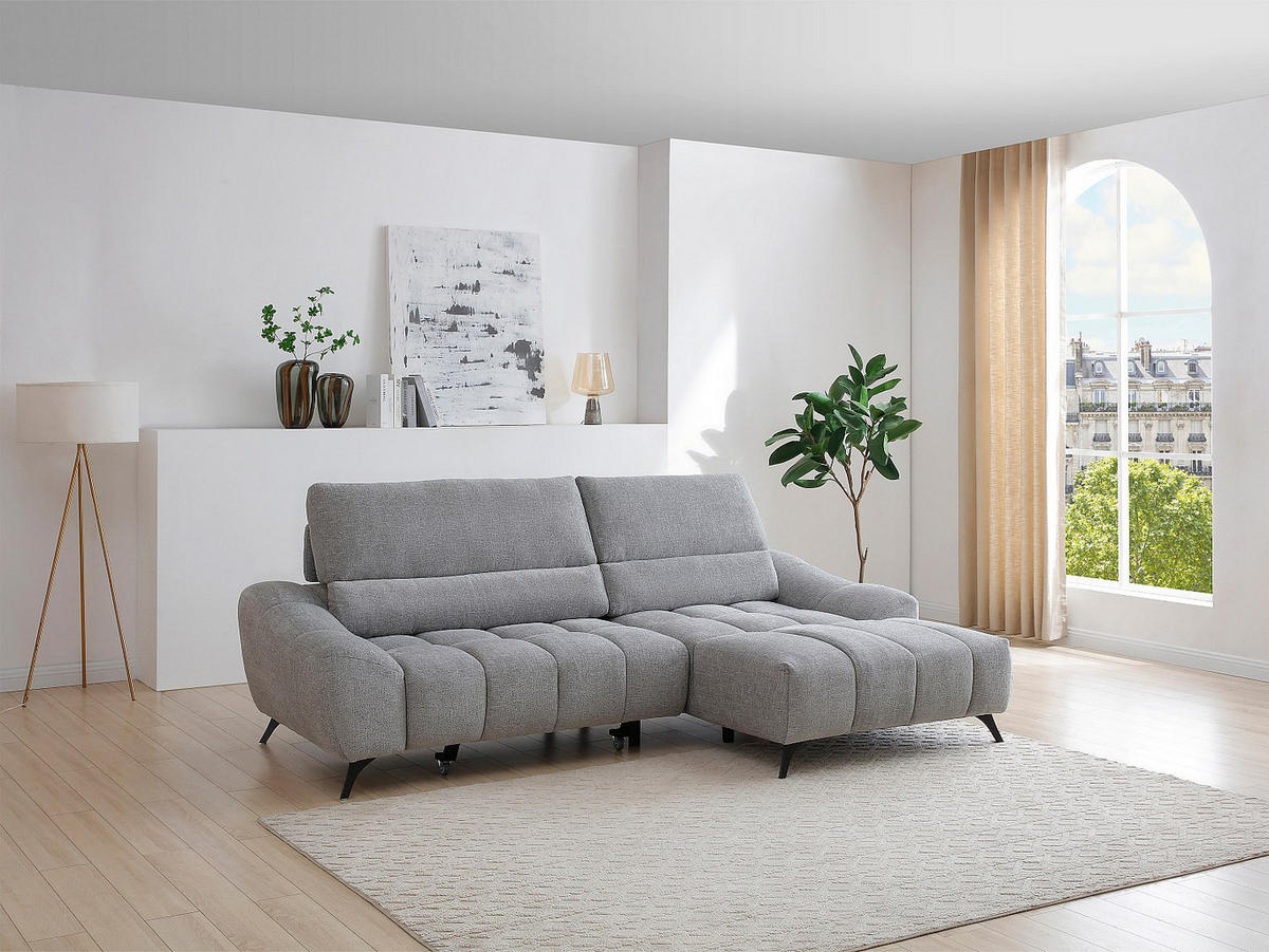 RELAXSOFA - 4 Personen - stoff - grau Elosia - Grau, Textil/Metall (270/105/175cm) - Vente-Unique