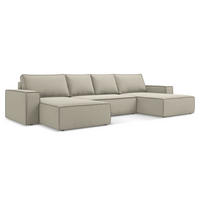 WOHNLANDSCHAFT Samt Stoff Creme - Perlmutt/Creme, Kunststoff/Textil (398/82/185cm) - Makamii