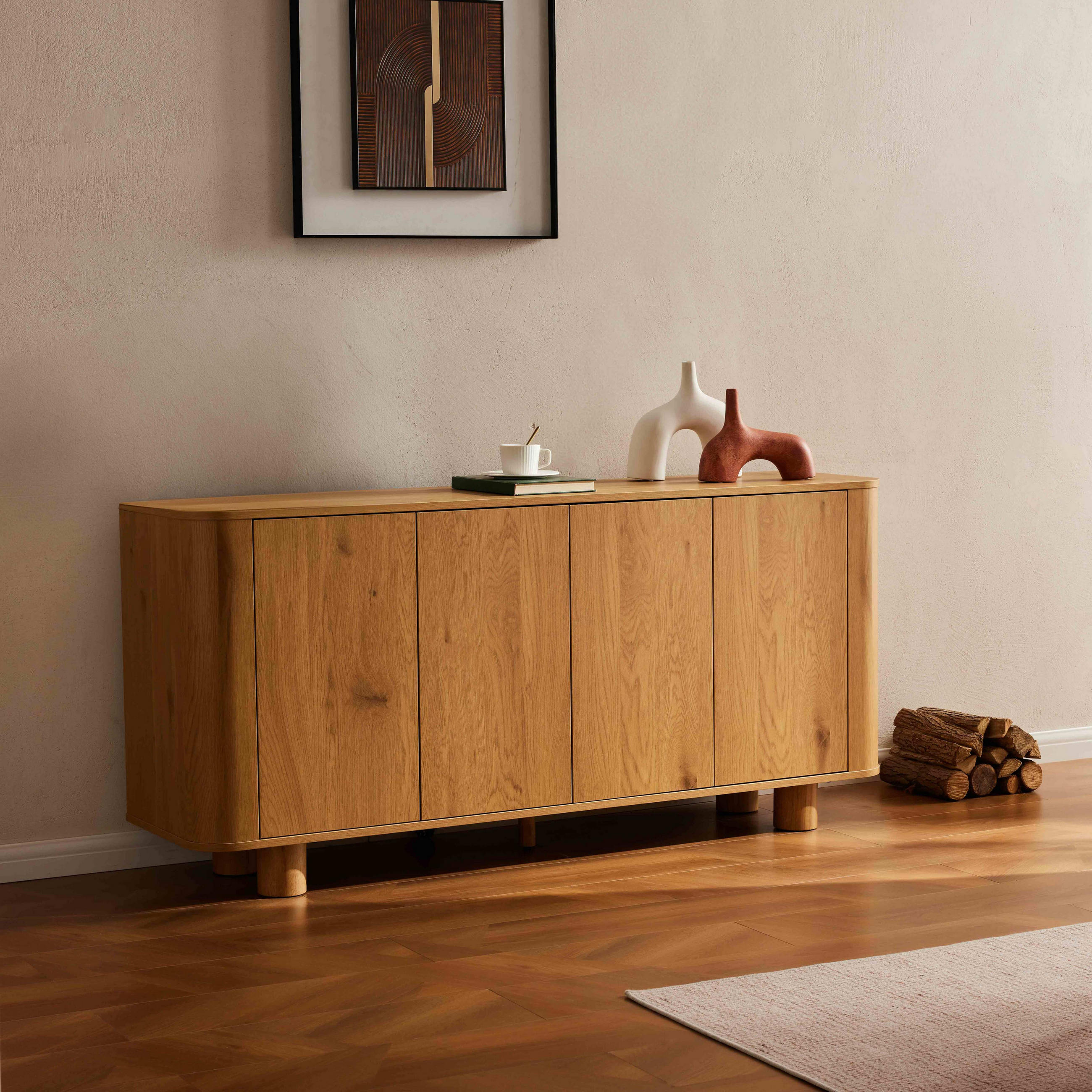 SIDEBOARD 160 cm, helles Holz - Beige, Holz (40/75/160cm) - Oviala