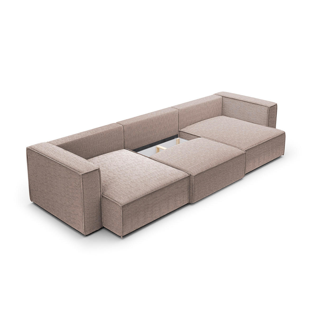 PANORAMASOFA Jimmy 5 Sitzplätze Taupe - Taupe, Holz (348/77/148cm) - Petits-meubles