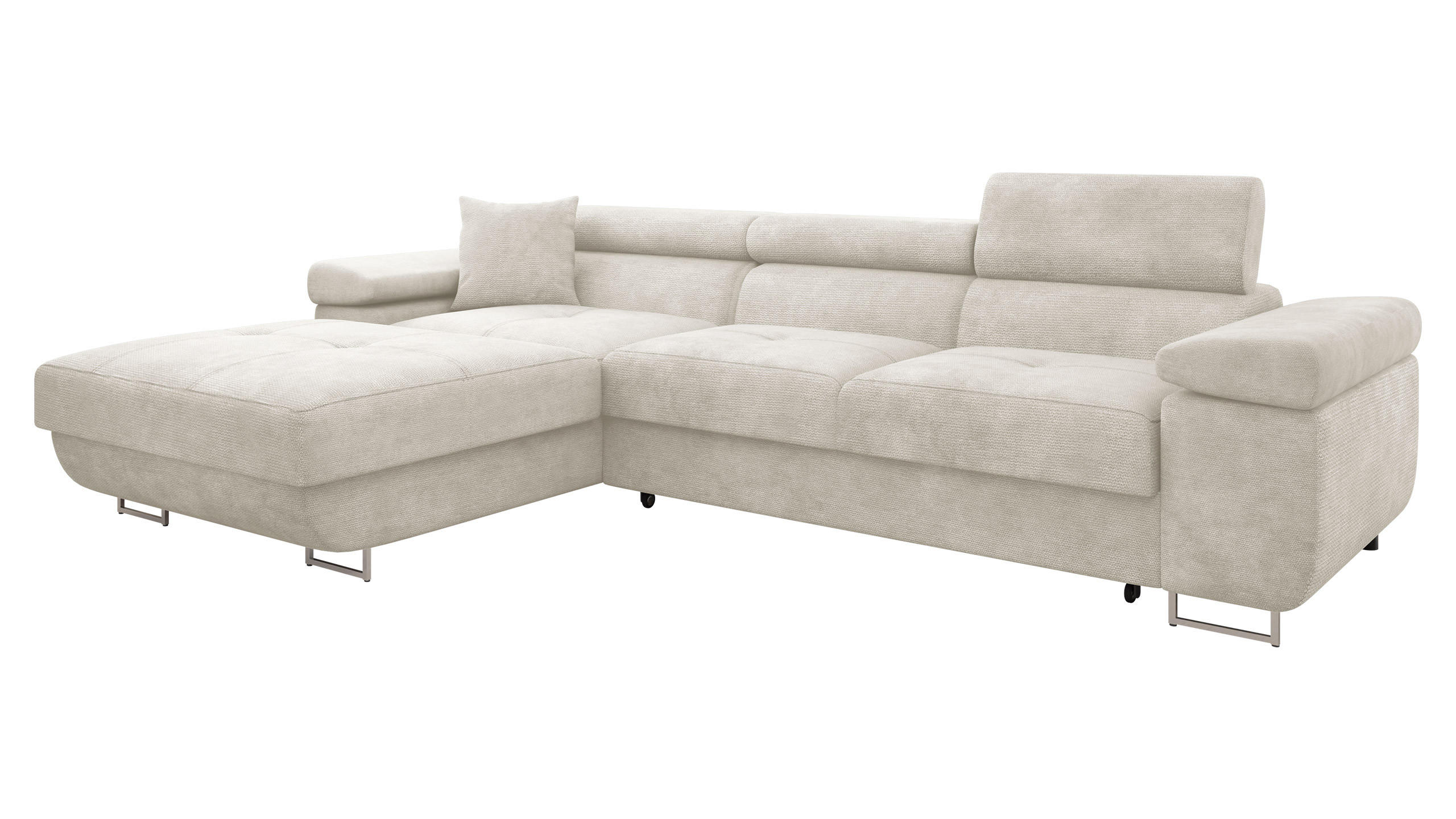 ECKSOFA Torezio Mini, Seite: Links - Creme, Holz/Textil (280/170cm) - MIRJAN24