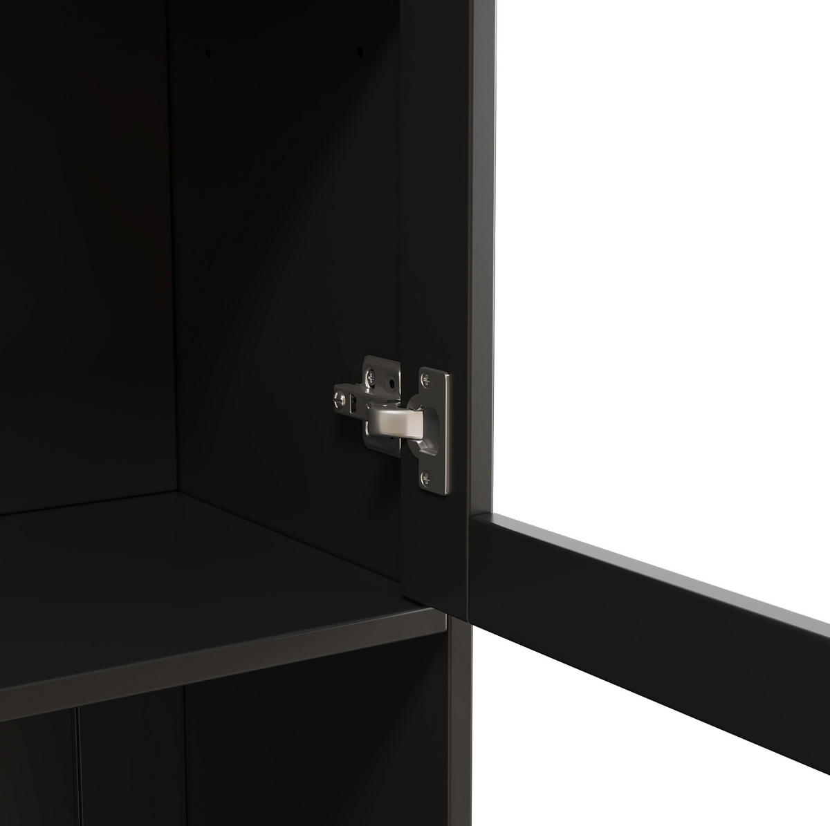 BUFFETSCHRANK mit Glastüren 120 x 40 x 191 cm MDF Schwarz mit Steckdosen - Schwarz, Holzwerkstoff (40/191/120cm) - Meubliv