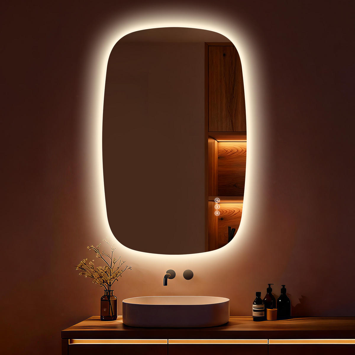 BADSPIEGEL MIT BELEUCHTUNG 60/90 cm Oval mit dimmbarer LED-Beleuchtung und Antibeschlag - Transparent, Glas (90/60/2.5cm) - S'AFIELINA