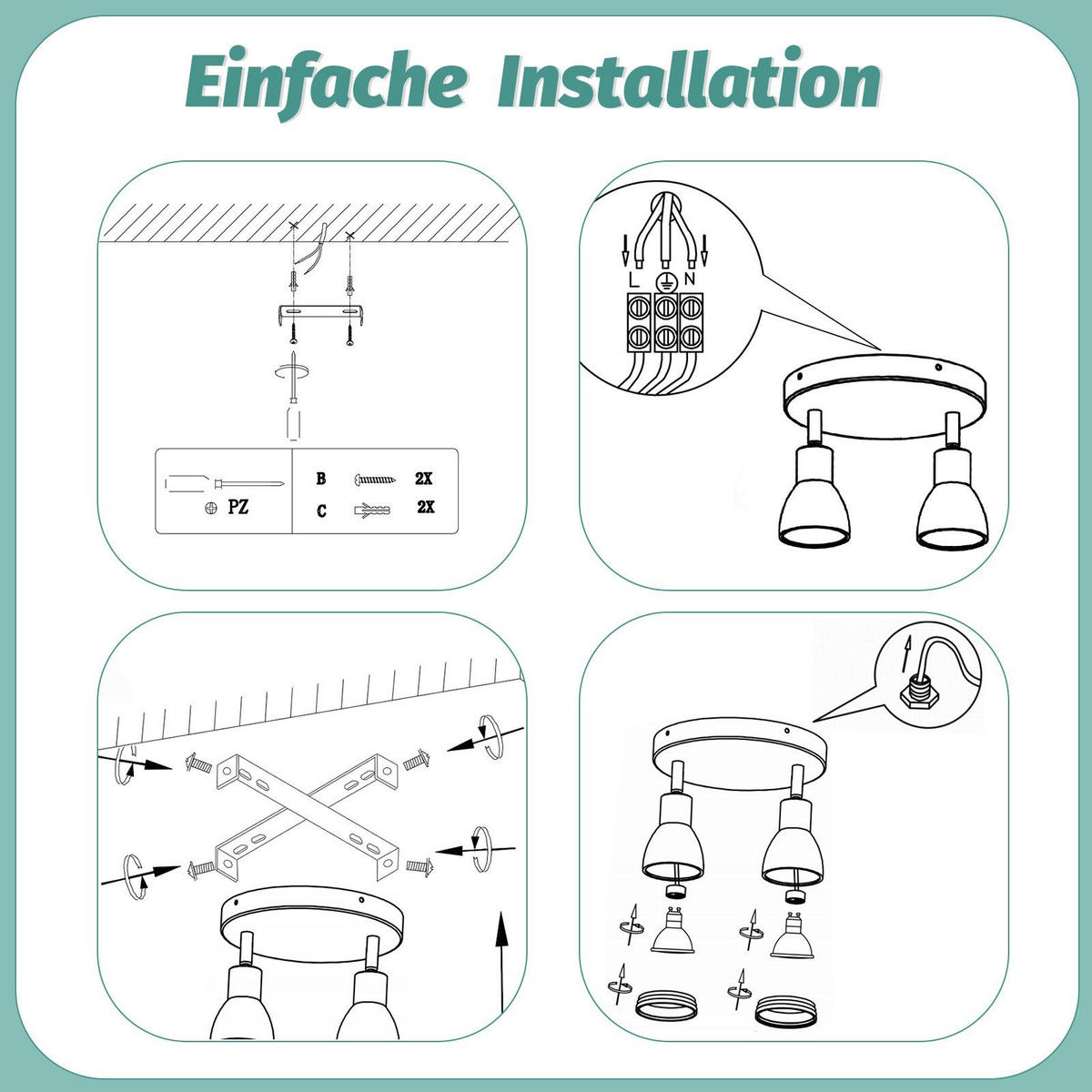 DECKENLEUCHTE Levine 20/20/15.7cm - Schwarz, Metall (20/20/15.7cm) - Nettlife