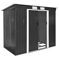 GARTENHAUS mit Pultdach, 213 x 130 x 173 cm,grau/weiß - Weiß/Grau, Metall (130/173/213cm) - tectake