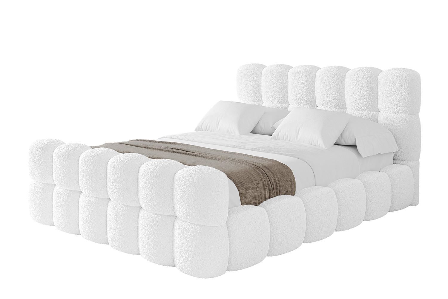 POLSTERBETT mit Bettkasten, Fußteil und Lattenrost, Bett mit Matratze H3/H4 - LEYA-Z 120x200 Weiß - Weiß, Holzwerkstoff/Textil (120/200cm) - ALTDECOR