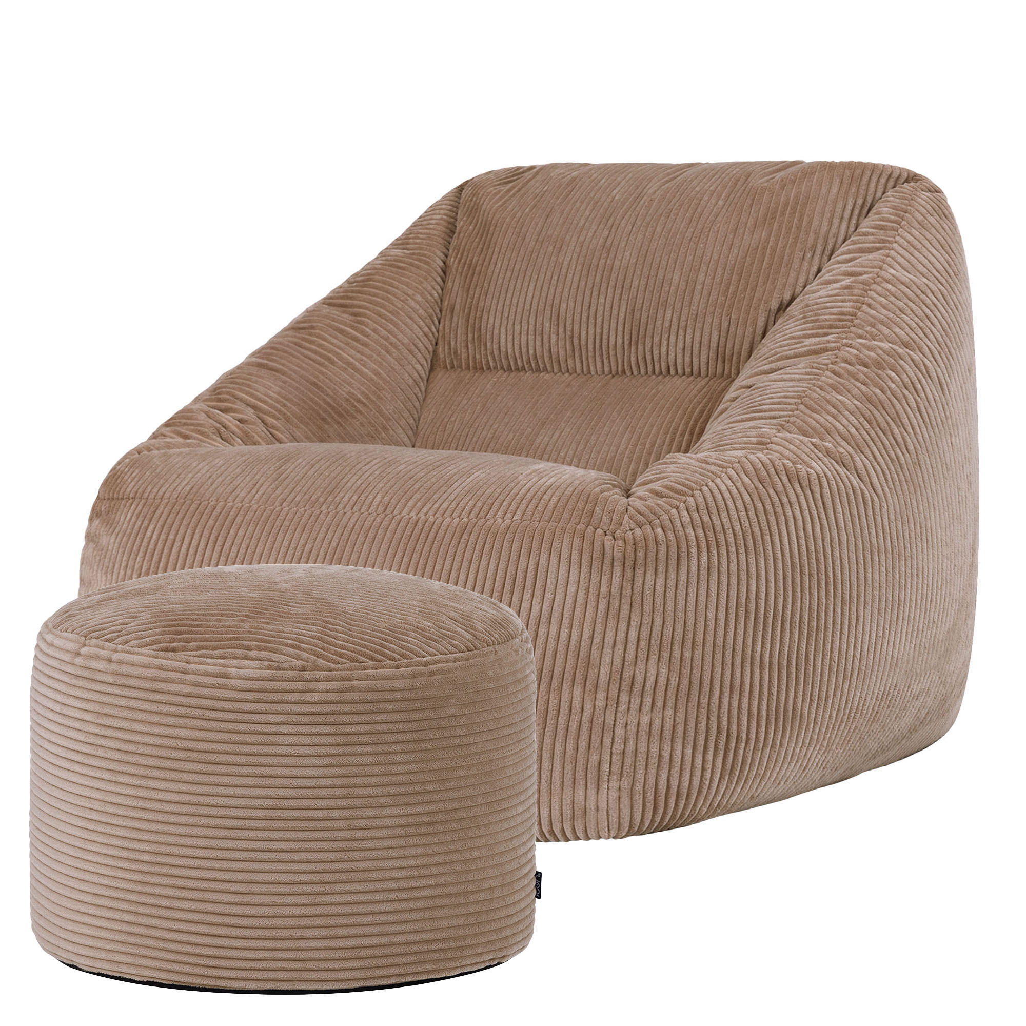 SITZSACK Sessel Natalia + Sitzpouf - Mokka, Textil (97/73/84cm) - icon