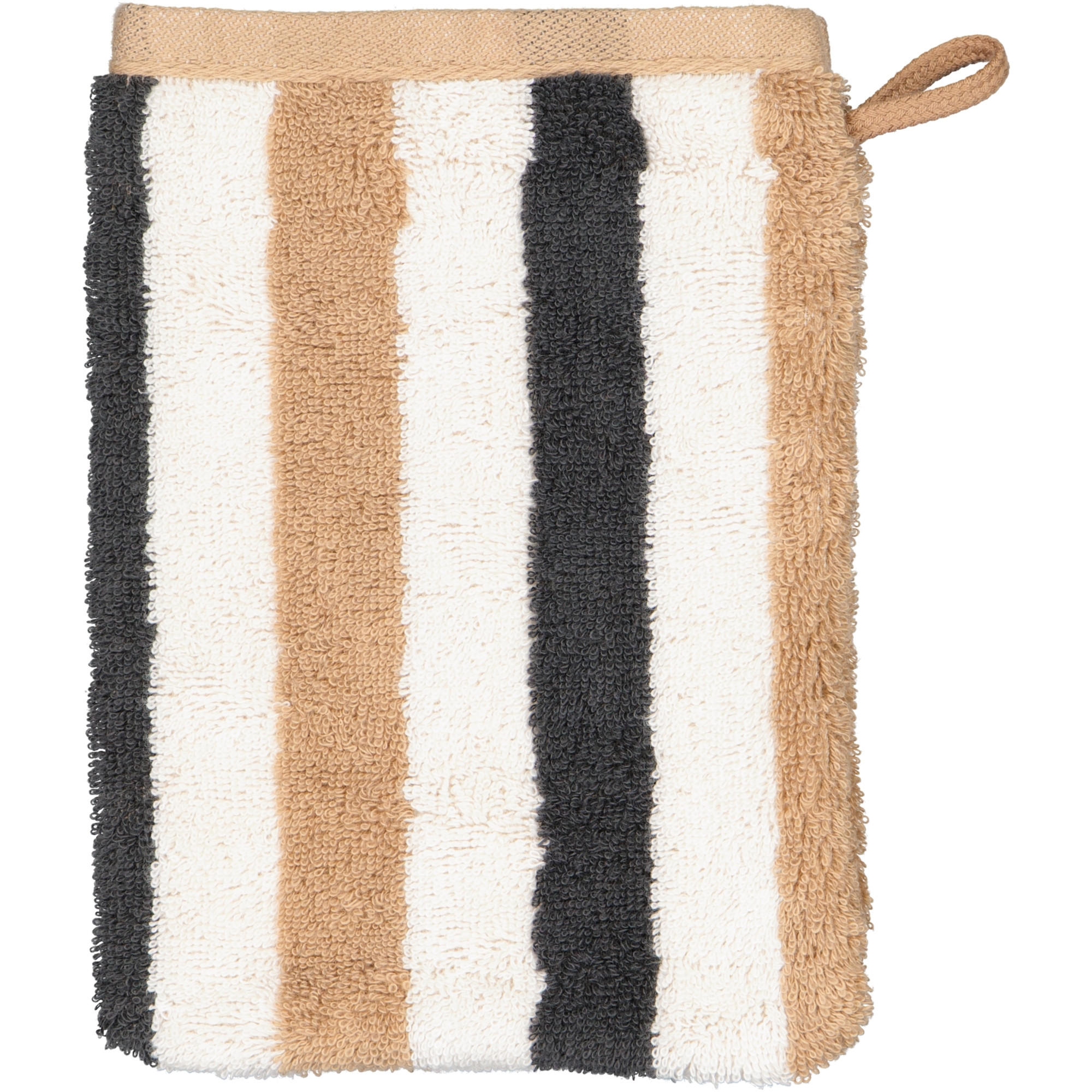 WASCHLAPPEN COAST STRIPES 6213 ANTHRAZIT-NATUR - 37 - Beige, Textil (16/22cm) - Cawoe