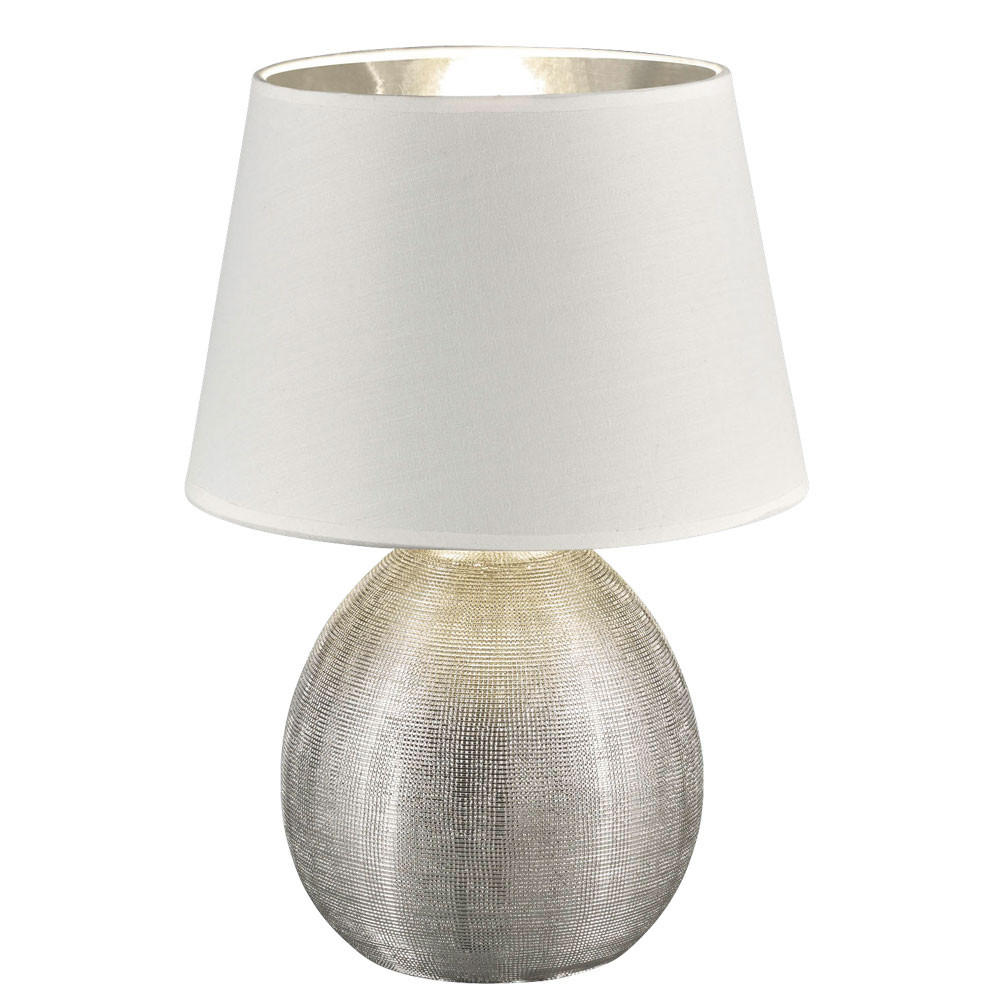 LED TISCHLEUCHTE LUXOR Silber Keramik - Silberfarben, Textil (24/24/35cm)