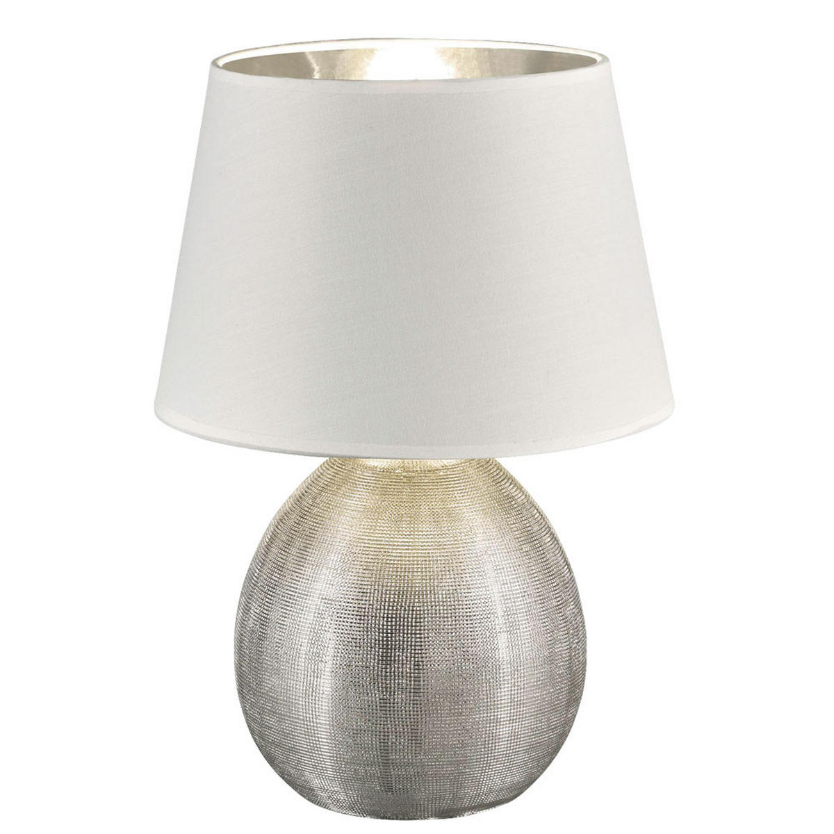 LED TISCHLEUCHTE LUXOR Silber Keramik - Silberfarben, Textil (24/24/35cm)